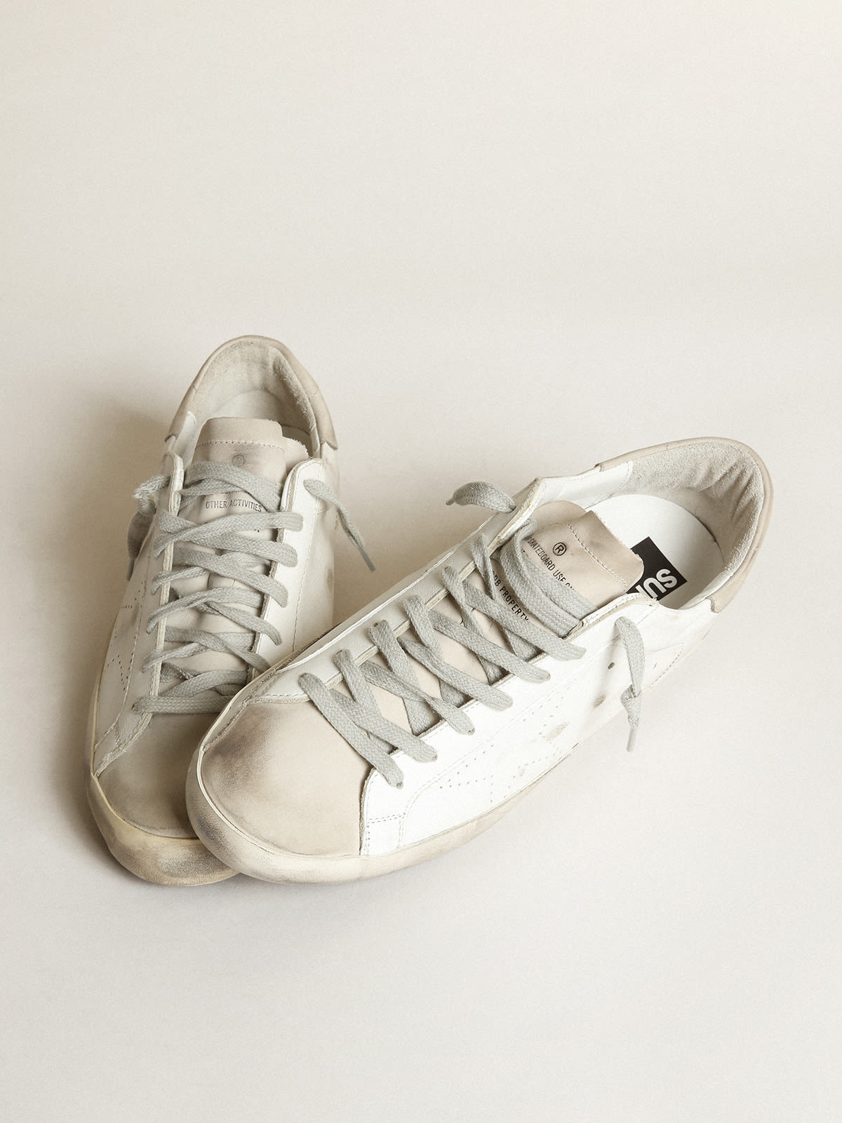 Golden Goose - Super-Star sneakers with perforated star and ice-gray nubuck heel tab in 