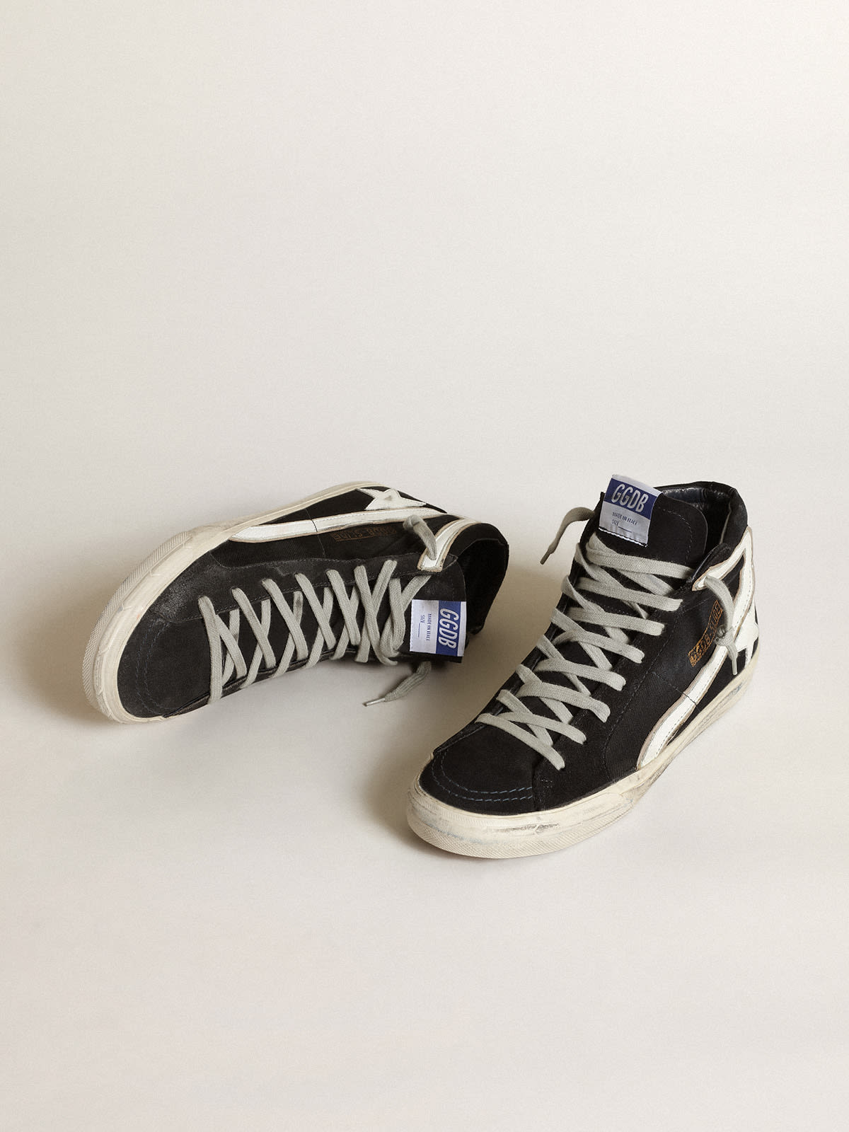 Golden Goose - Slide Uomo in denim blu navy con stella e virgola bianca  in 