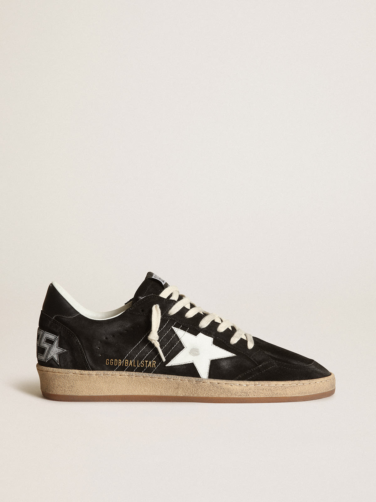 Ball Star homme en daim noir avec toile en cuir blanc