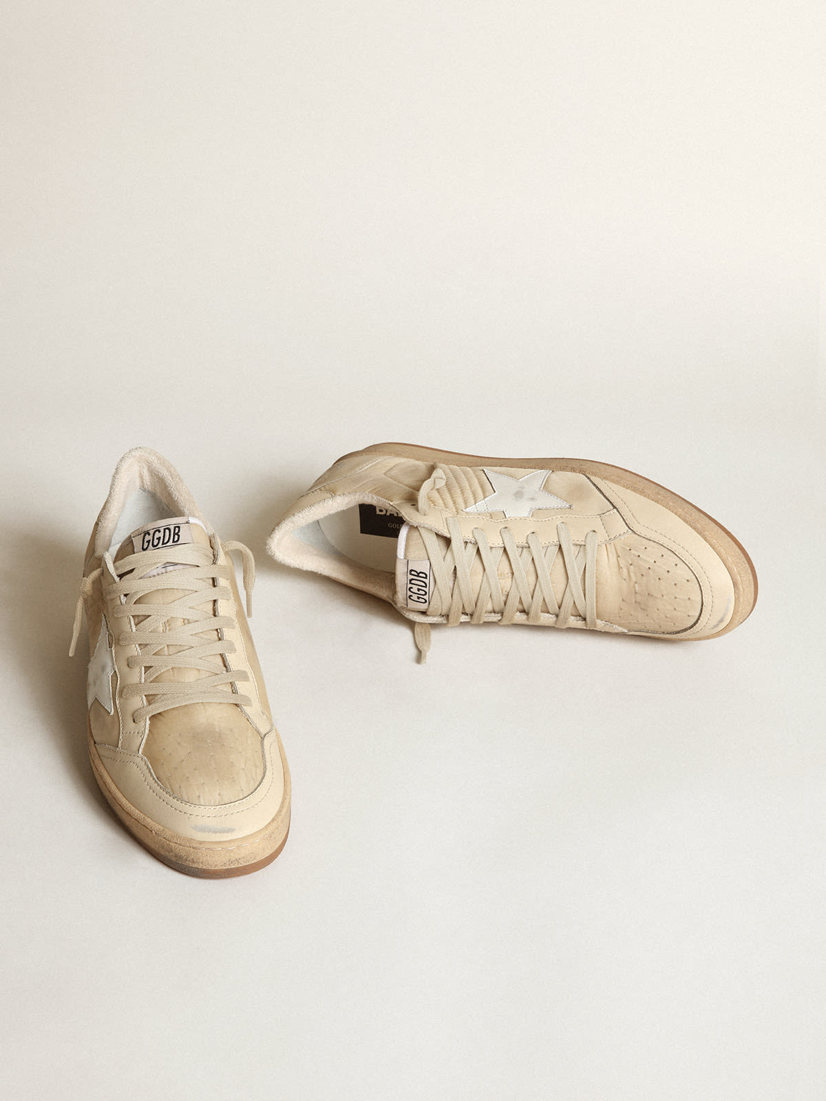 Golden Goose - Men's Ball Star in white nylon with white star and heel tab in 