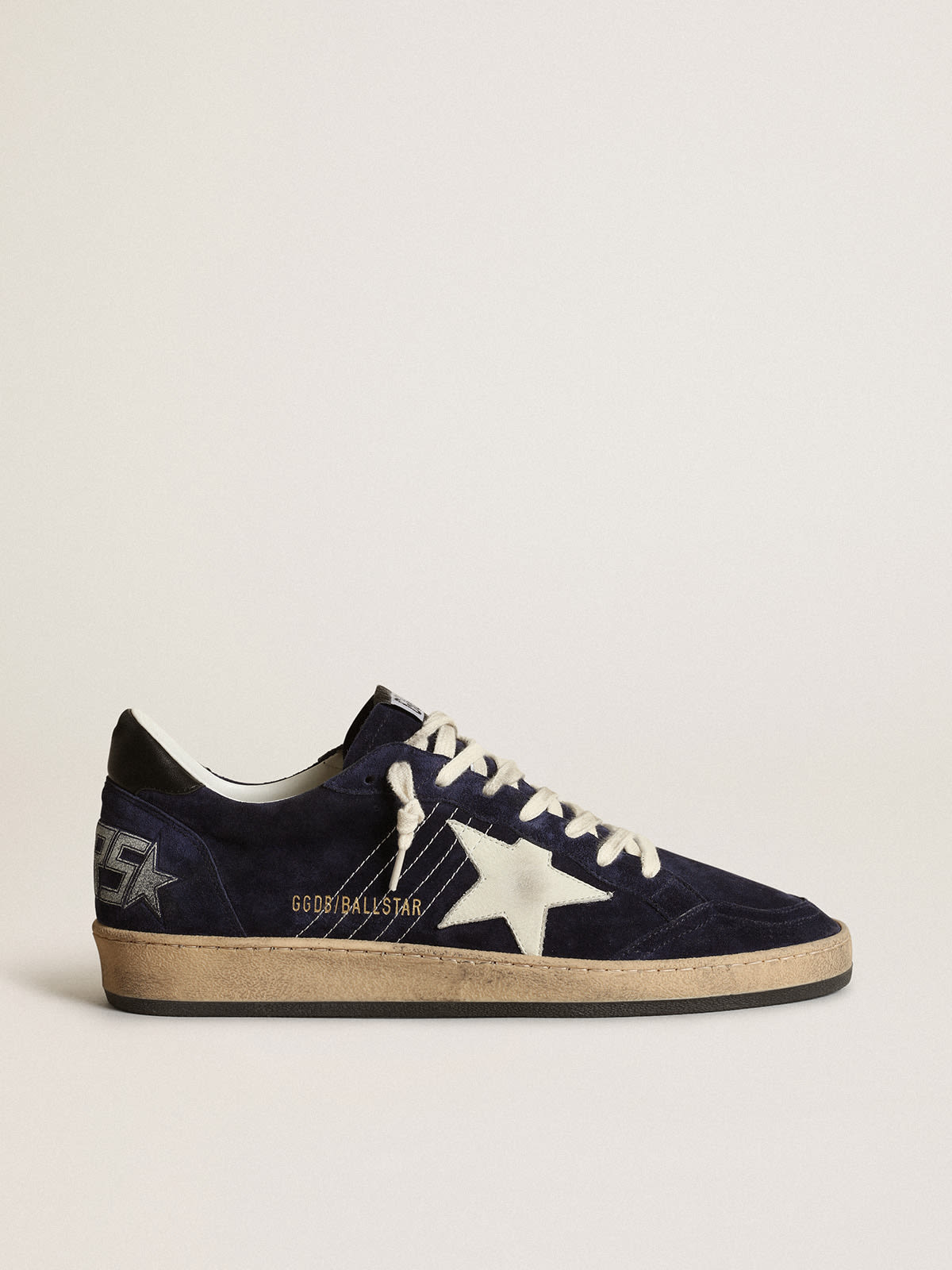 Golden Goose - Men's Ball Star in dark blue suede with white nubuck star in 