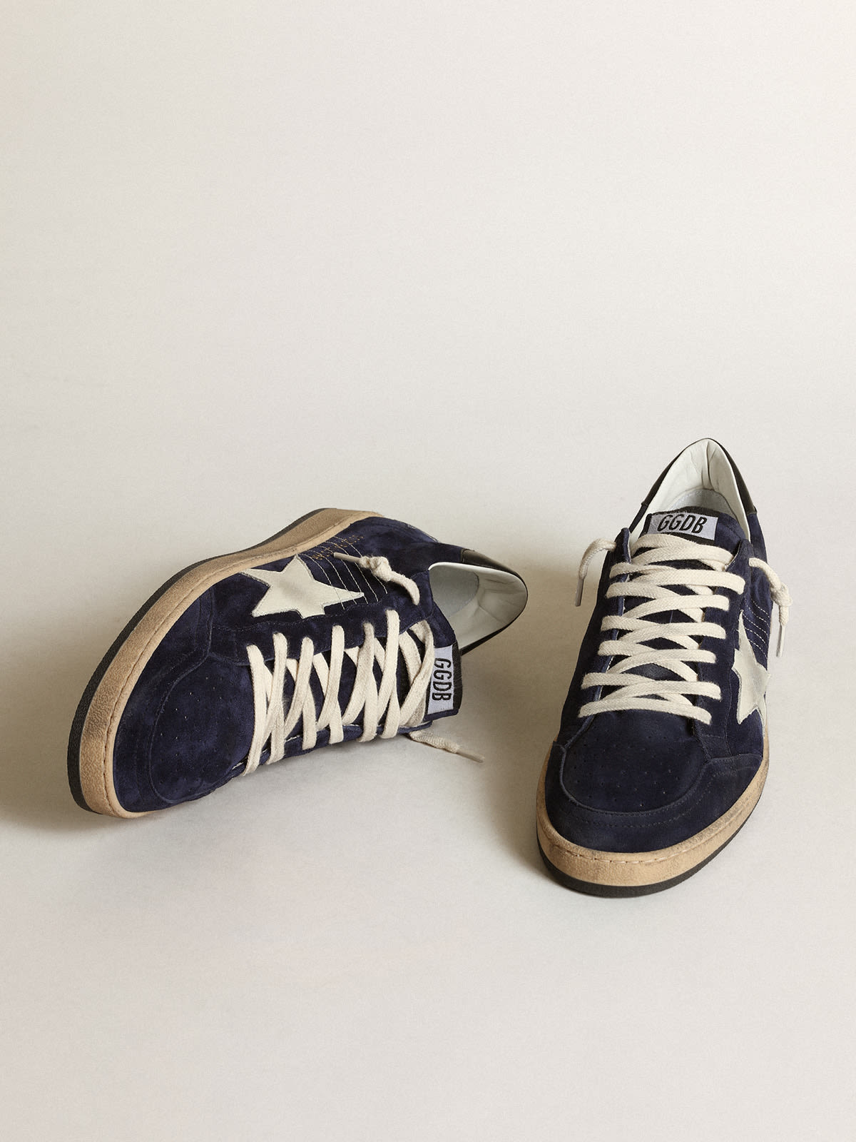 Golden Goose - Ball Star sneakers in dark blue suede with off-white nubuck star and black nappa leather heel tab in 