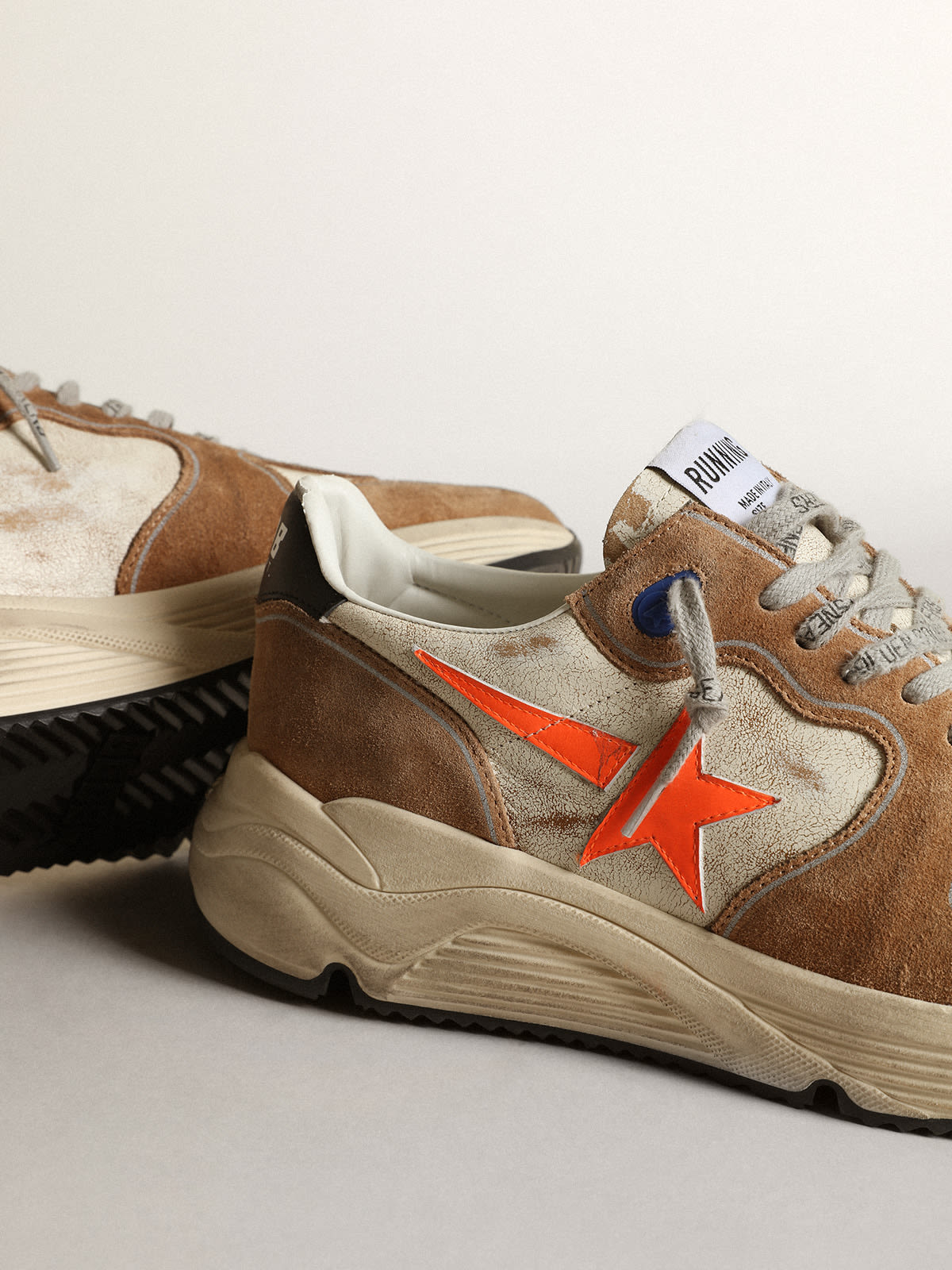 Running Sole Suede Trimmed Sneakers in Metallic - Golden Goose