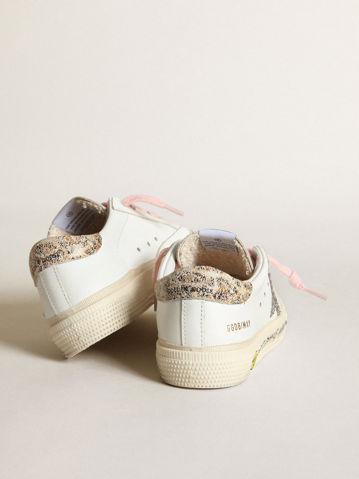 Golden Goose - Young May with silver glitter star and leopard print heel tab in 