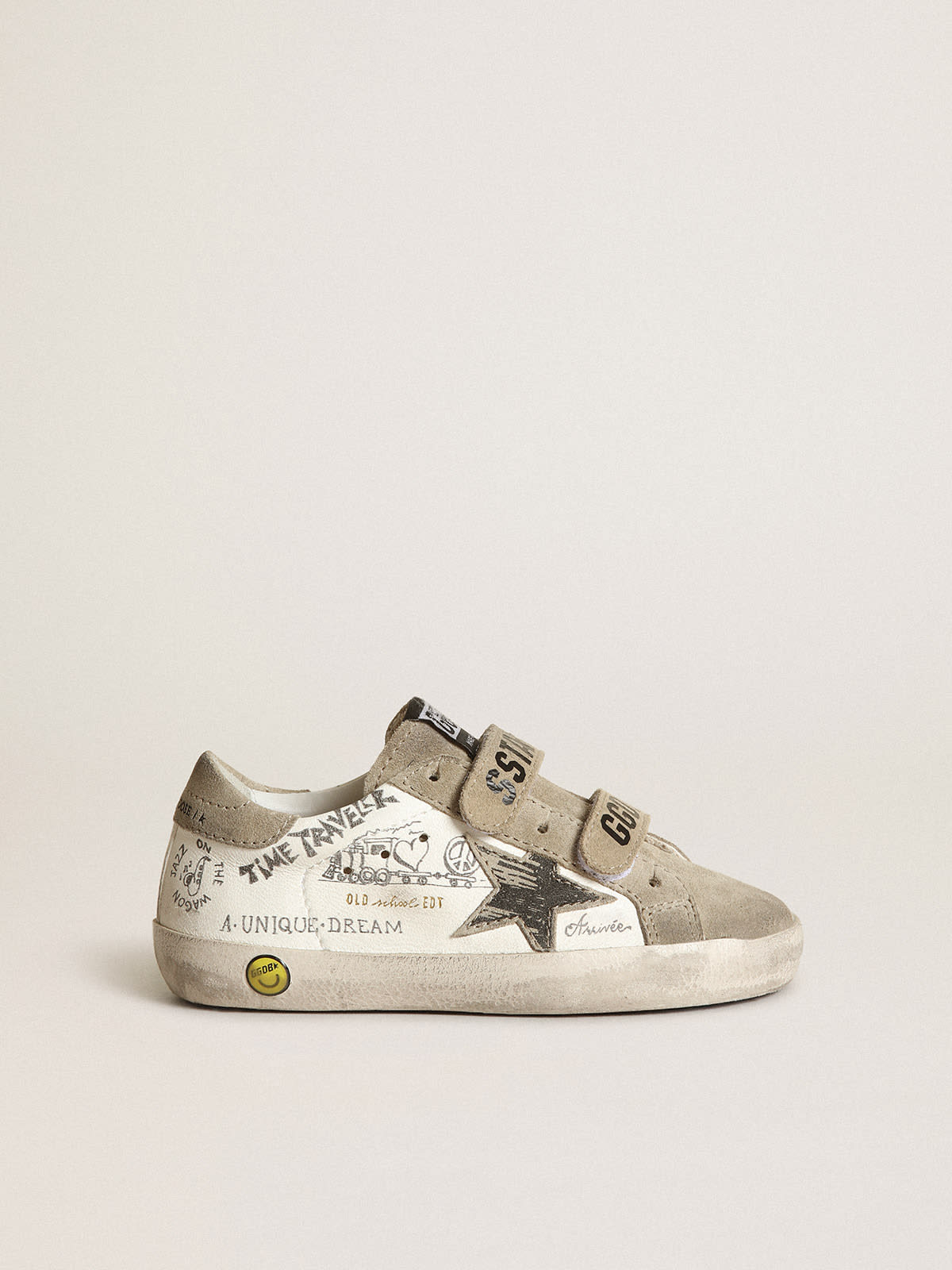 Golden Goose - Young Old School in white nappa with dove gray inserts in 