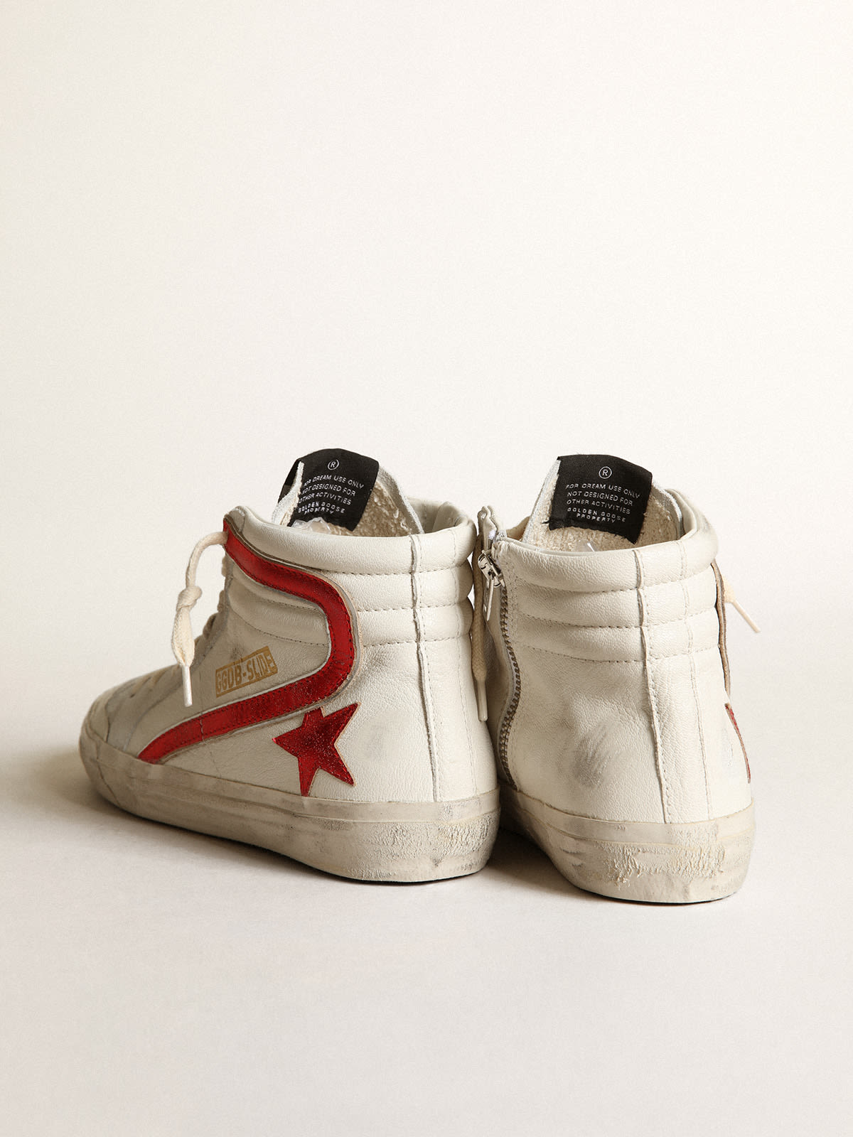 Golden Goose - Slide con stella e virgola in pelle laminata rossa in 