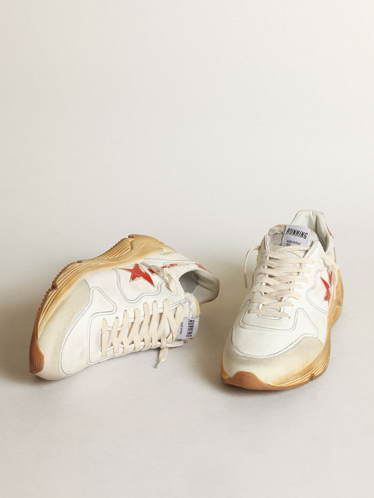 Golden Goose - Running Sole sneakers with star and heel tab in leather with red digital print in 