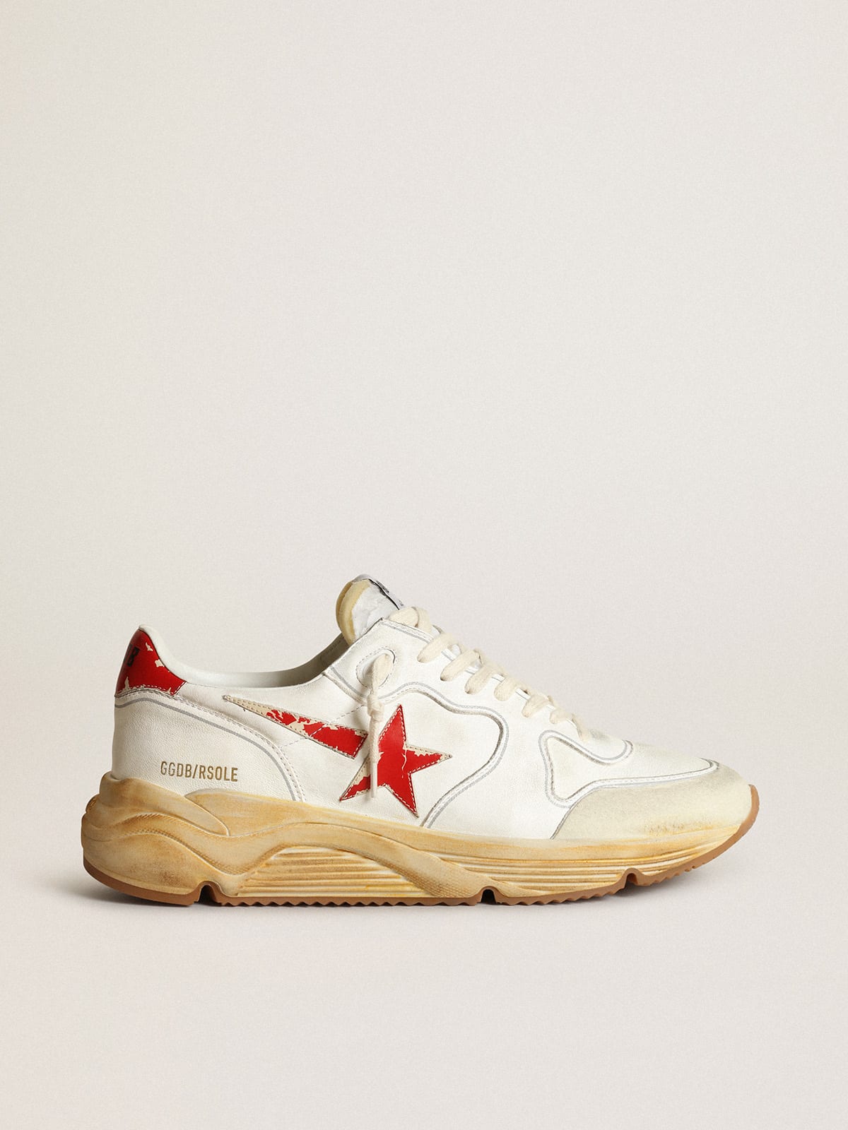 Golden Goose - Men's Running Sole with leather star and heel tab with red print in 