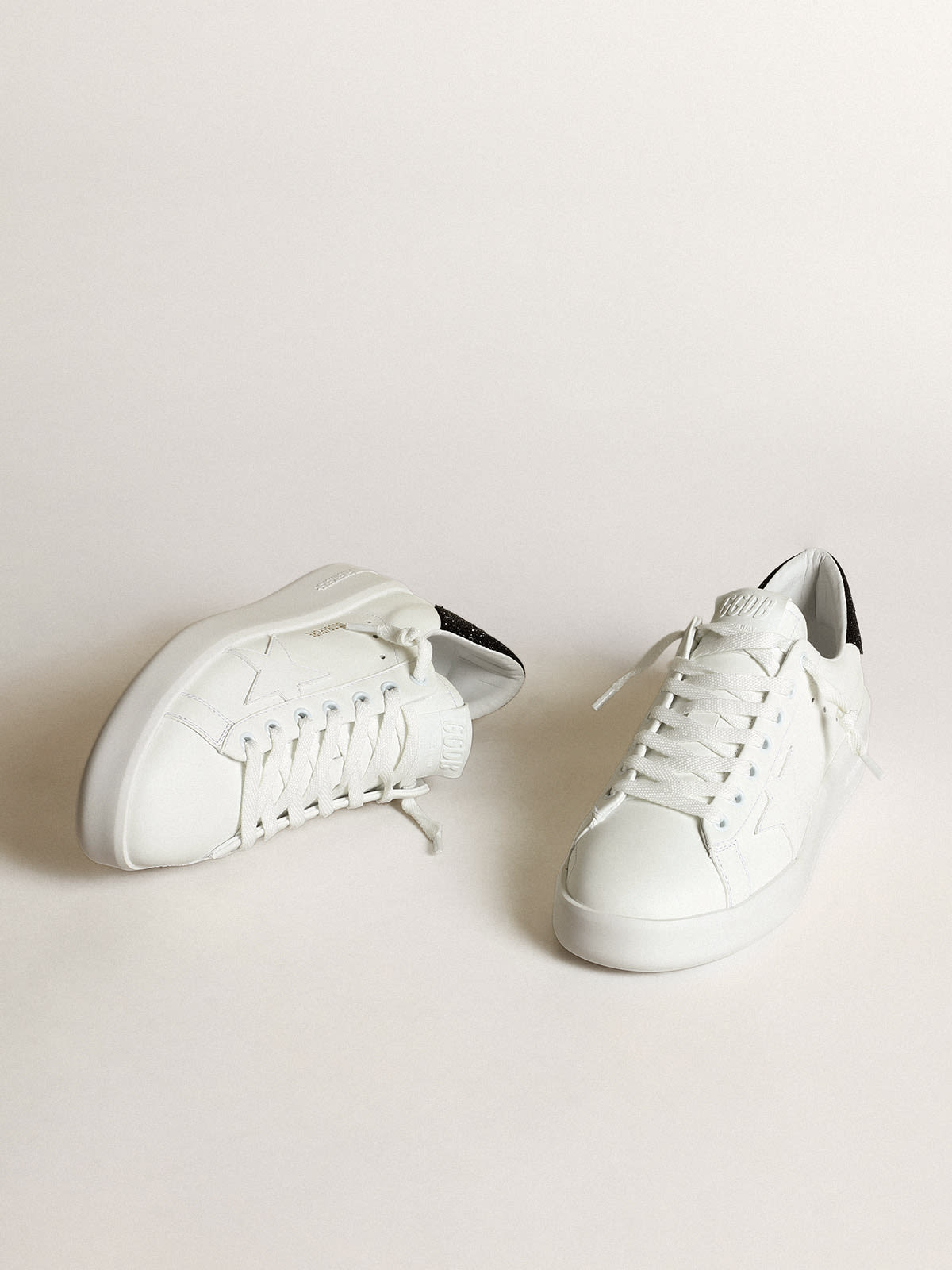 Purestar sneakers in white leather with tone-on-tone star and heel tab ...