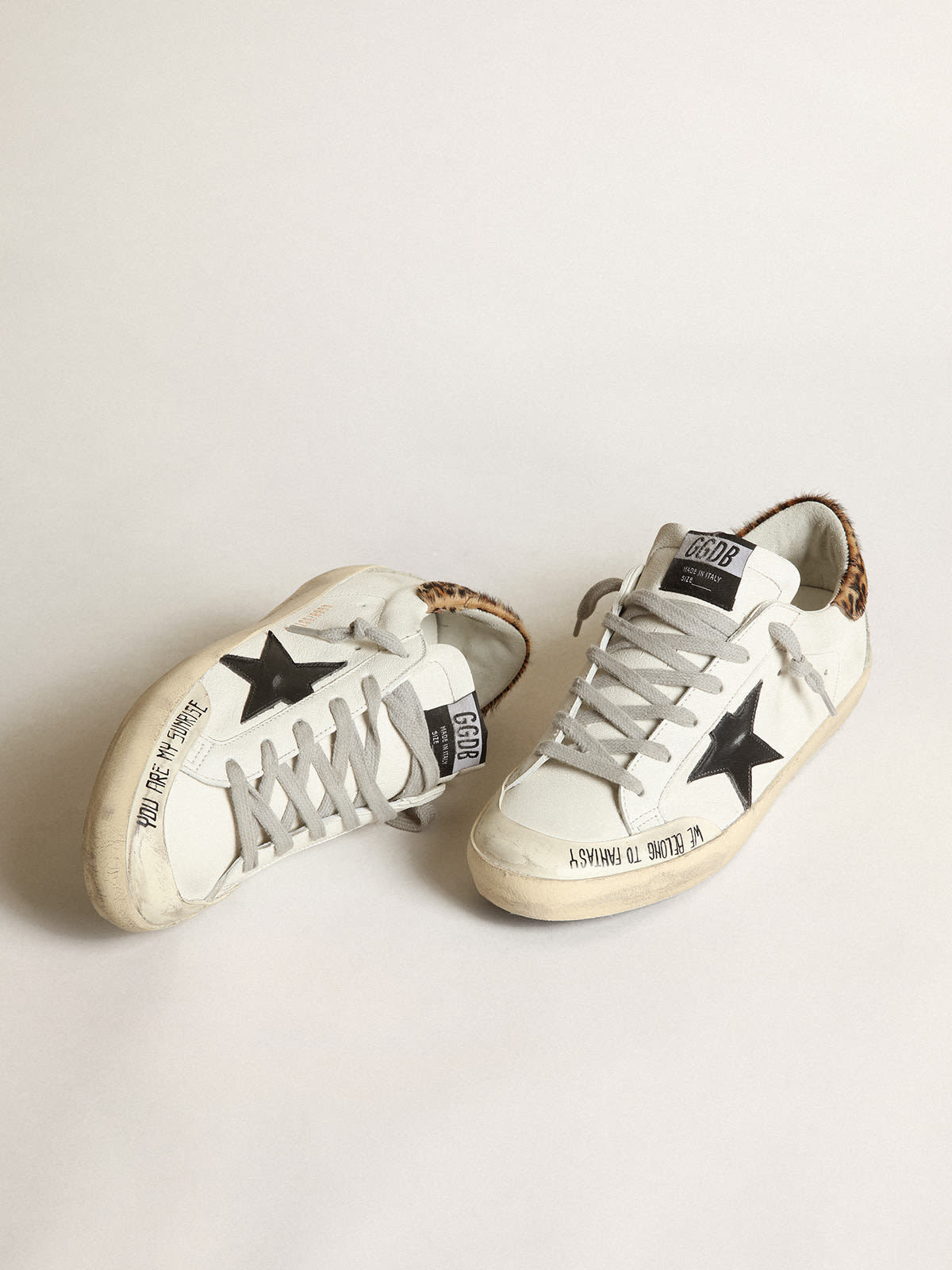 Super-Star with black leather star & leo-print pony skin heel tab