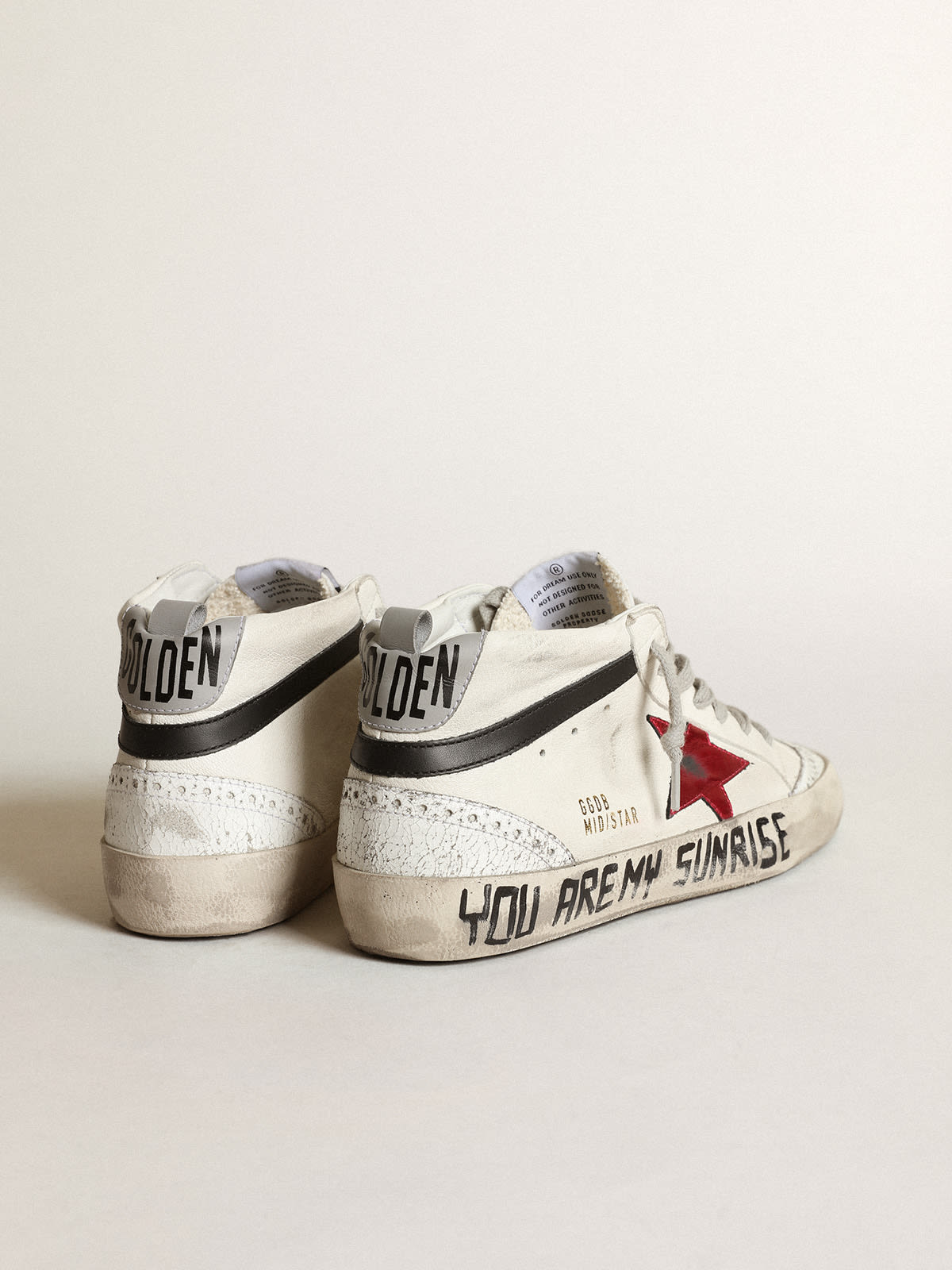 Golden Goose - Mid Star with a pink laminated leather star and black flash in 