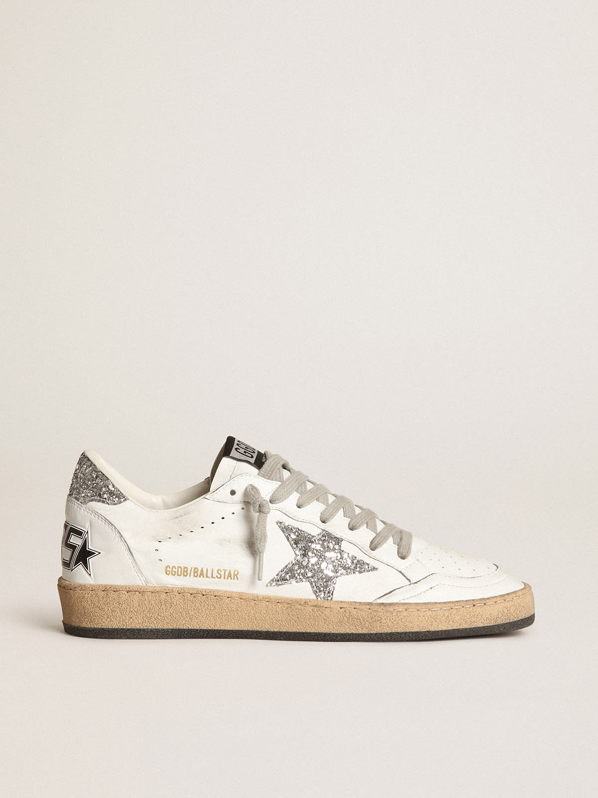 Golden Goose - Women's Ball Star in nappa with white star and glitter heel tab in 