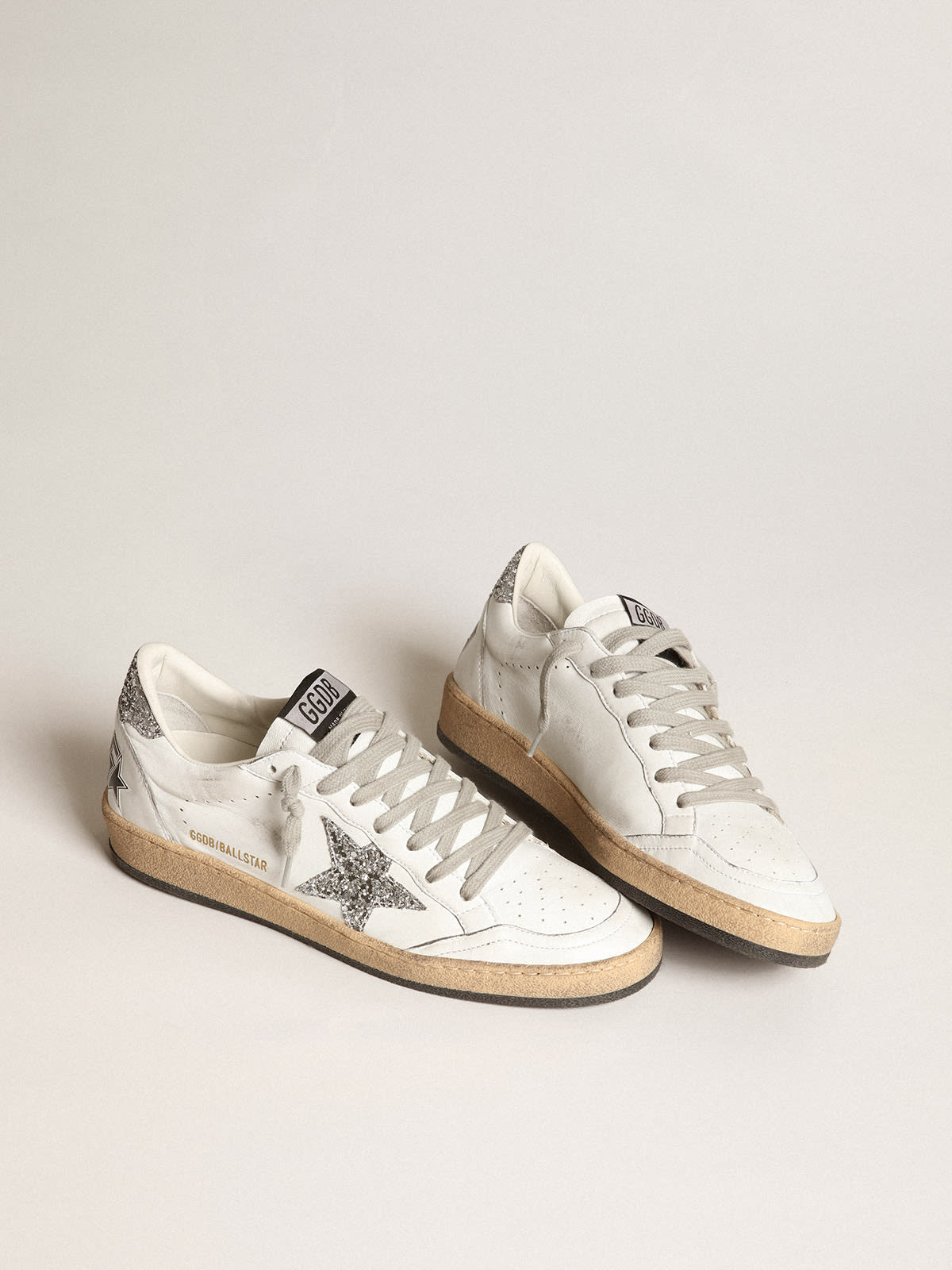 Golden Goose - Women's Ball Star in nappa with white star and glitter heel tab in 