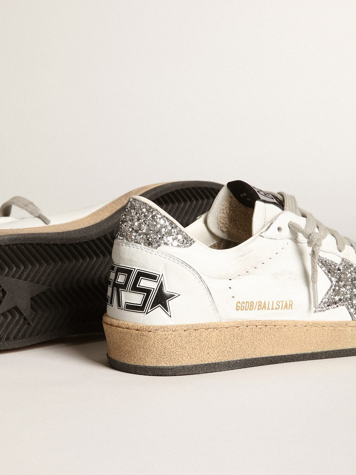 Women's Ball Star in nappa with white star and glitter heel tab | Golden  Goose