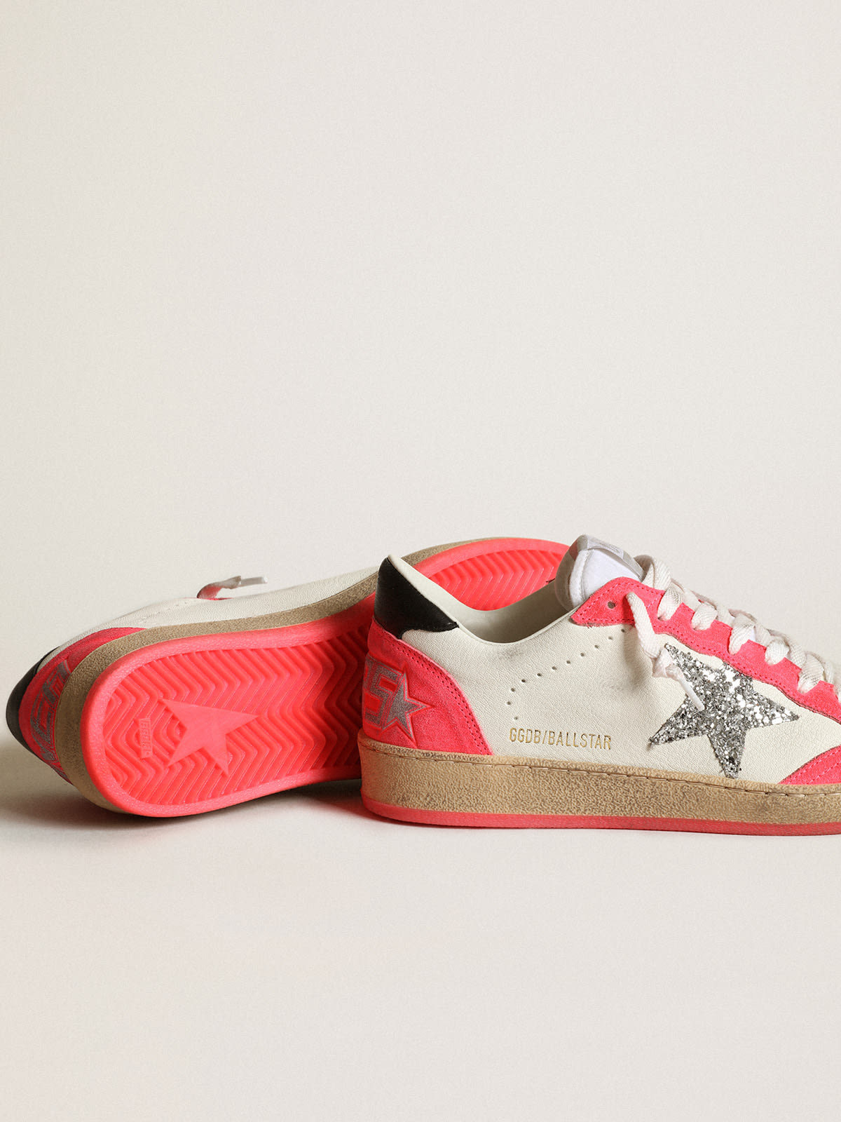 Golden Goose - Ball-Star para mujer de napa blanca con estrella de purpurina in 