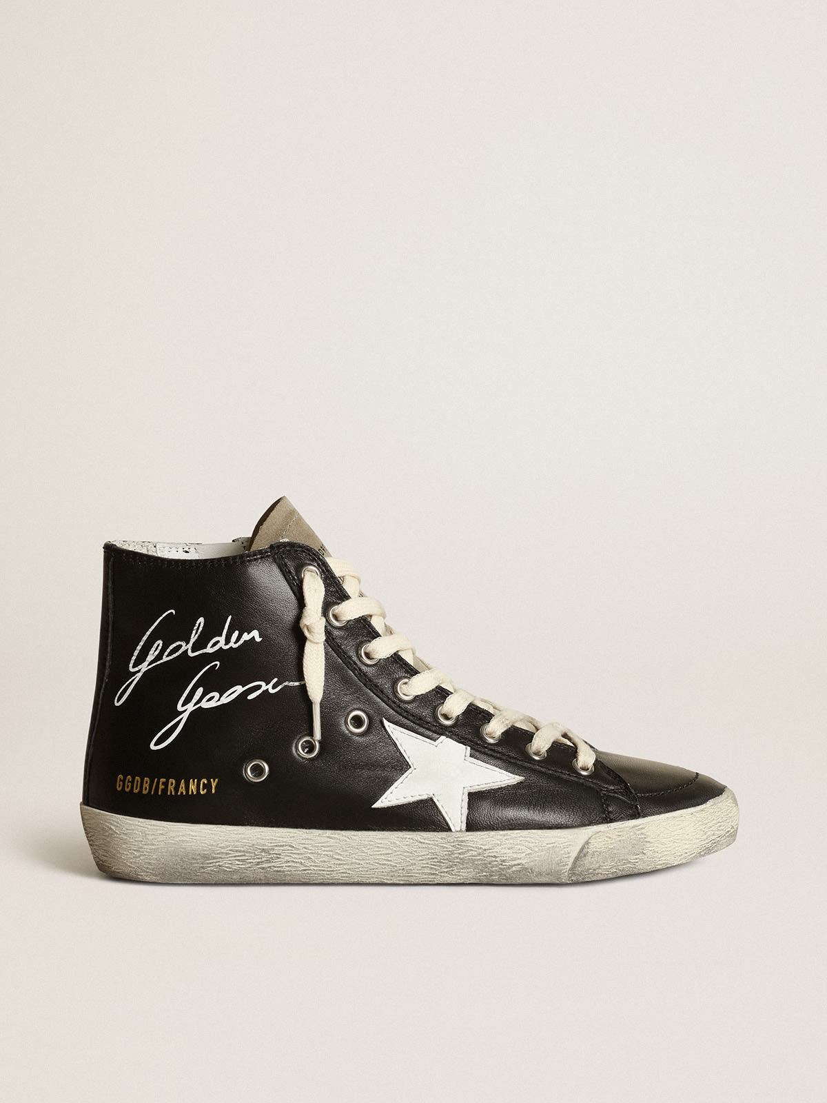 Women's Francy in black nappa with white leather star | Golden Goose