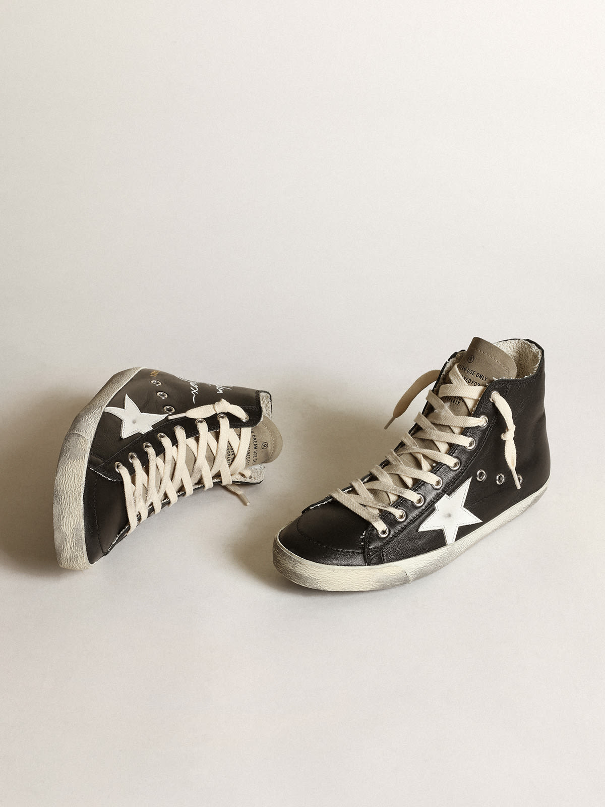 Golden Goose - Women's Francy in black nappa with white leather star in 