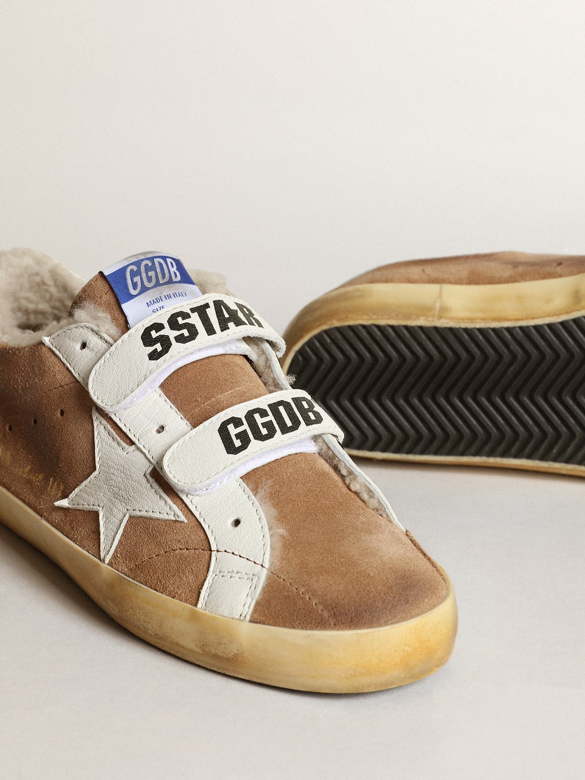 Golden Goose - Old School in tobacco suede with a white star and heel tab in 