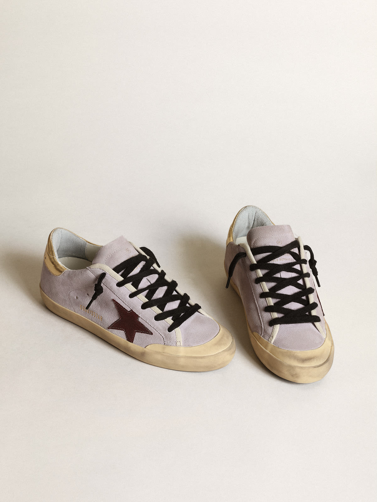 Golden Goose - Super-Star in lilac suede with a brown star and gold heel tab in 