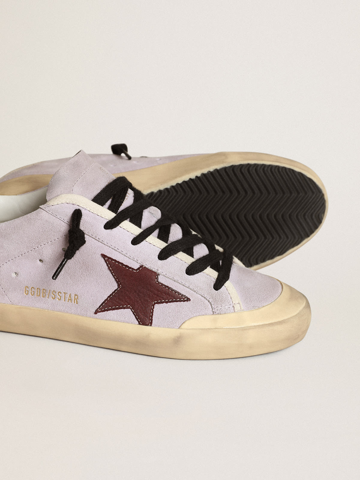 Super-Star in lilac suede with a brown star and gold heel tab