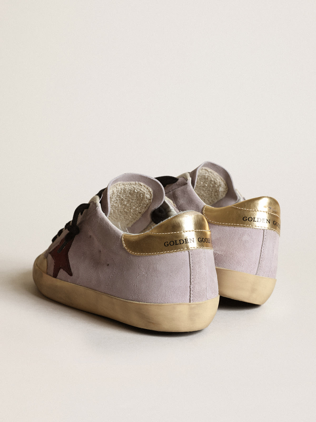 Golden Goose - Super-Star in lilac suede with a brown star and gold heel tab in 