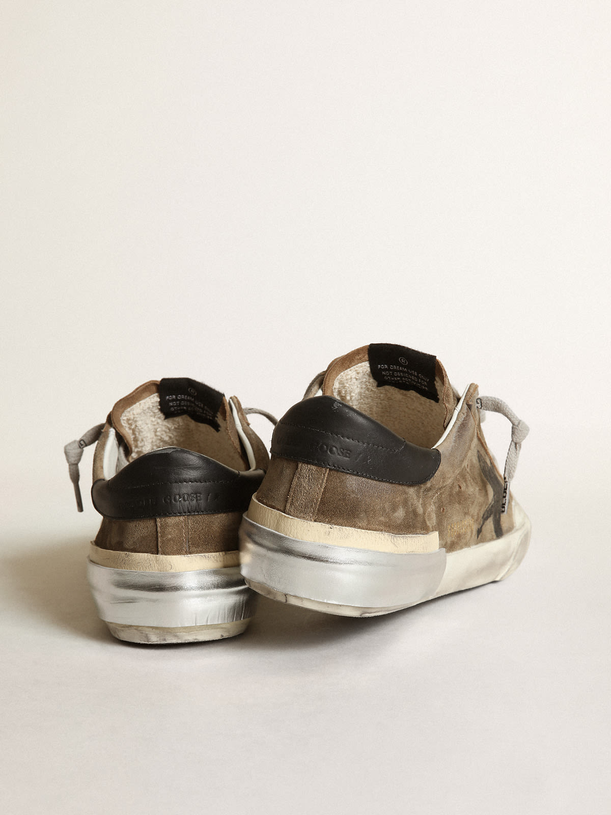 Golden Goose - Super-Star in military-green suede with screen-printed star in 