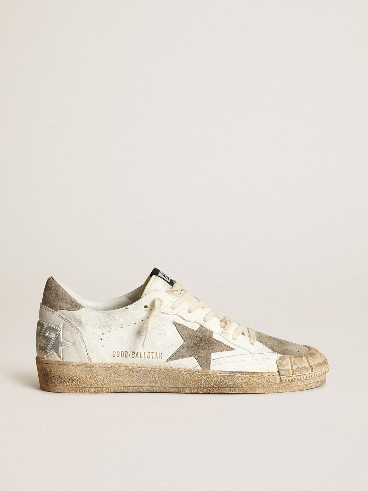 Men's Ball Star LTD sneakers in white nappa leather with dove-gray