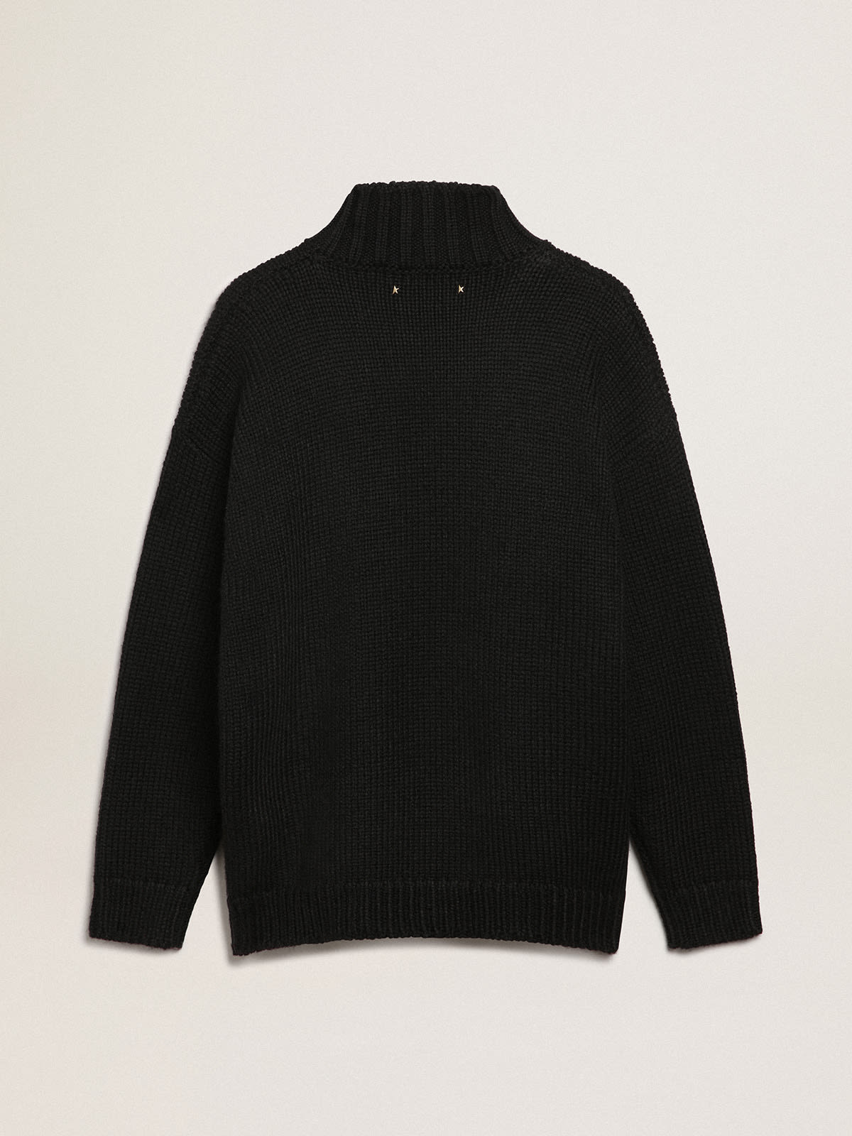 Women's high-neck sweater in black wool blend | Golden Goose