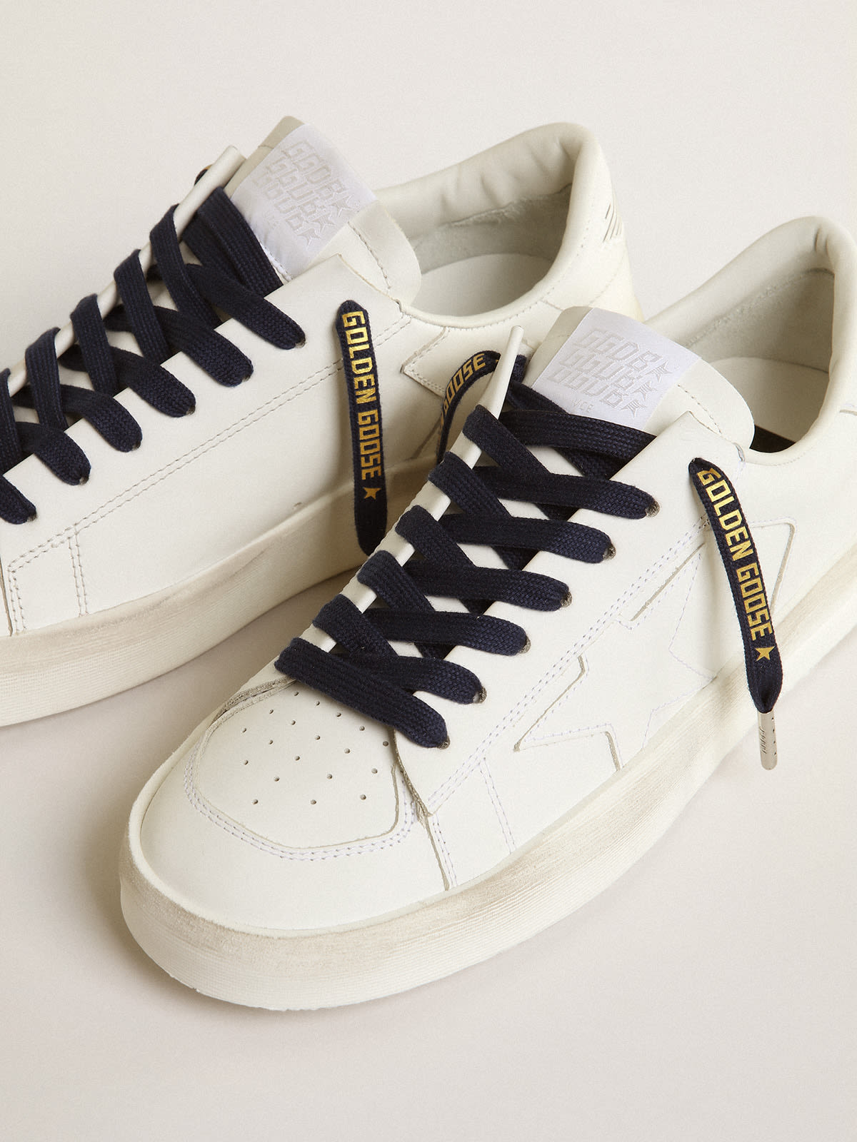 Golden Goose - Navy-blue cotton laces with contrasting gold-colored logo in 