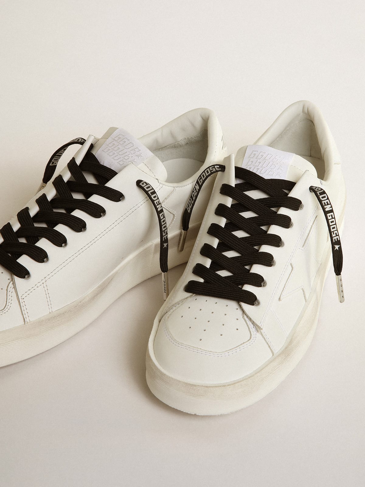 Golden Goose - Black cotton laces with contrasting silver-colored logo in 