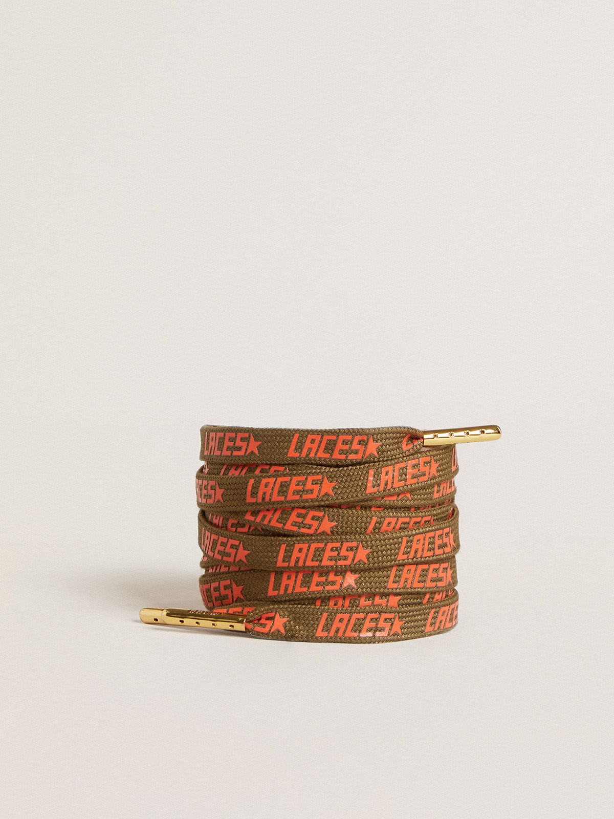 Golden Goose - Military-green laces with contrasting orange ‘Laces’ lettering in 