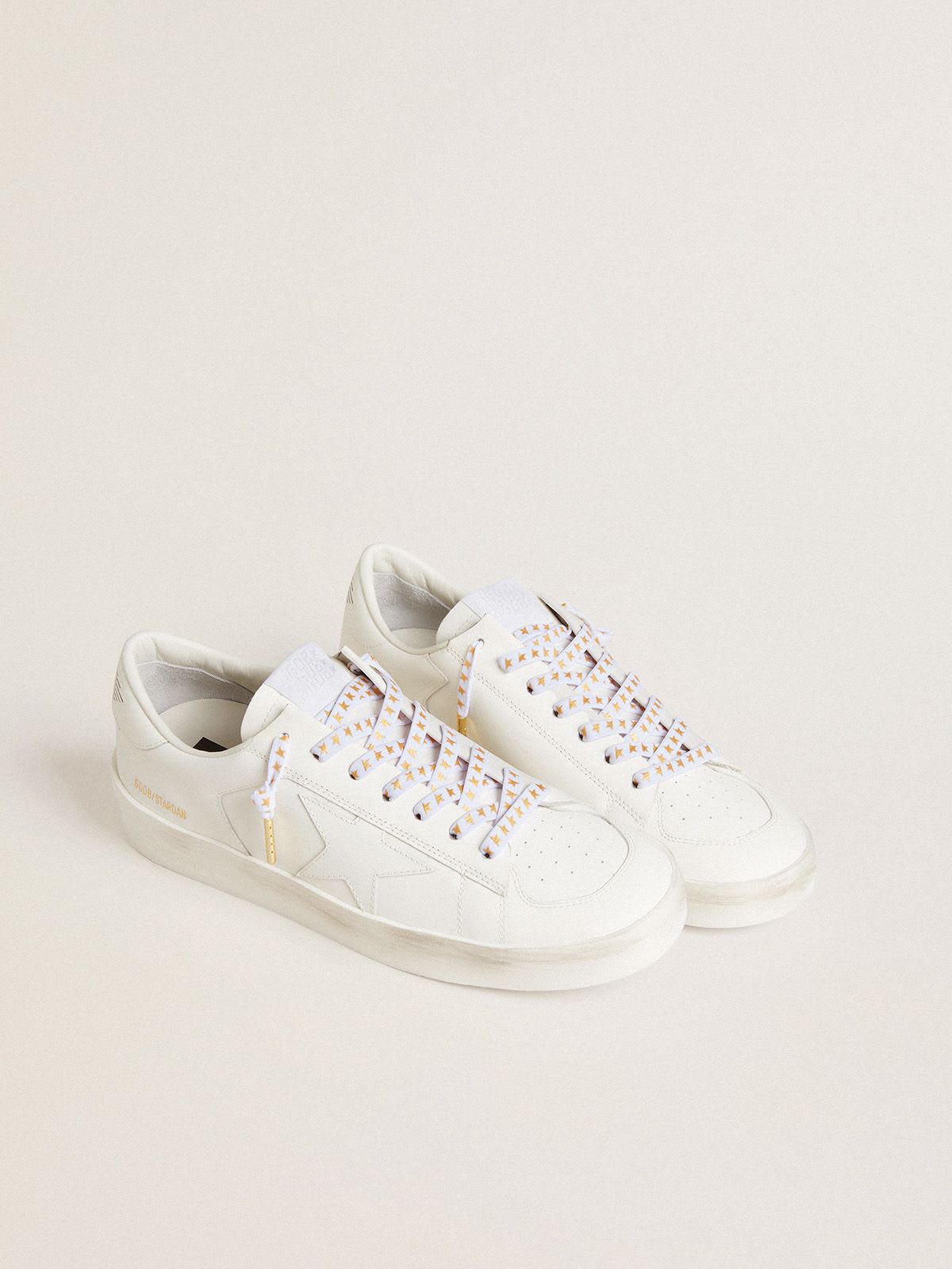 Golden Goose - White laces with gold stars in 