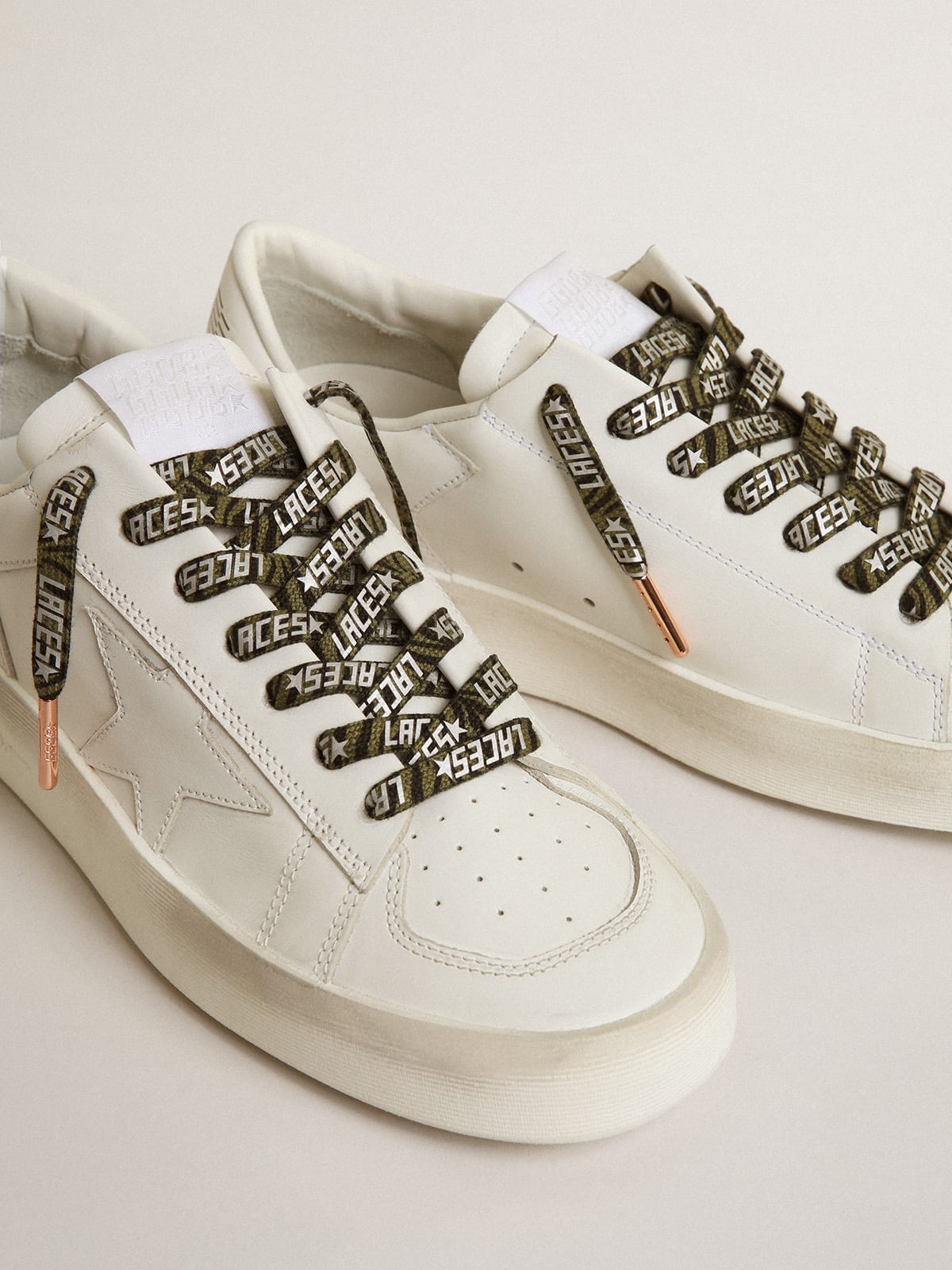 Golden Goose - Green and black zebra-print laces with contrasting silver-colored ‘Laces’ lettering in 