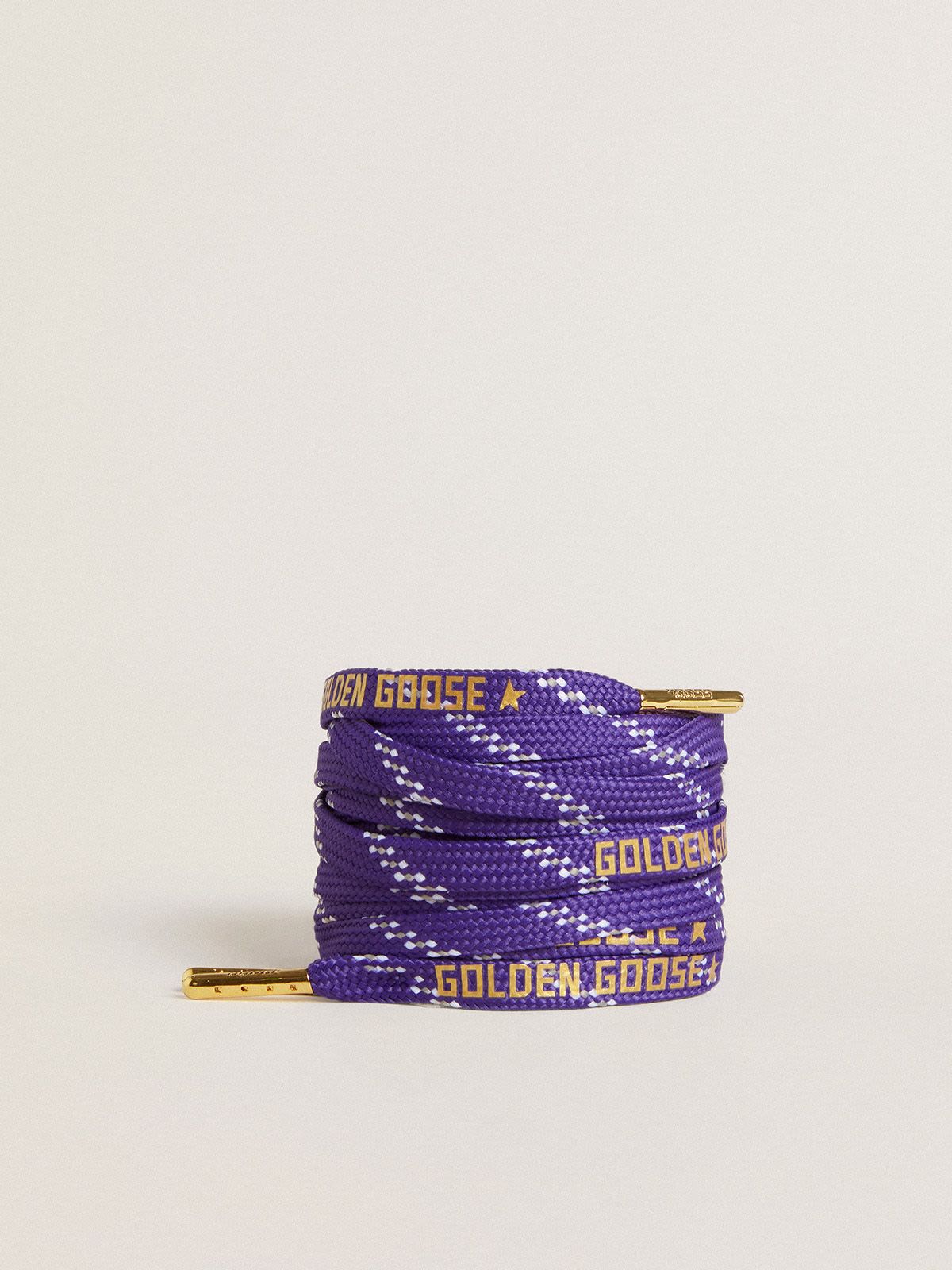 Golden Goose - Purple laces with decorations and contrasting gold-colored logo in 