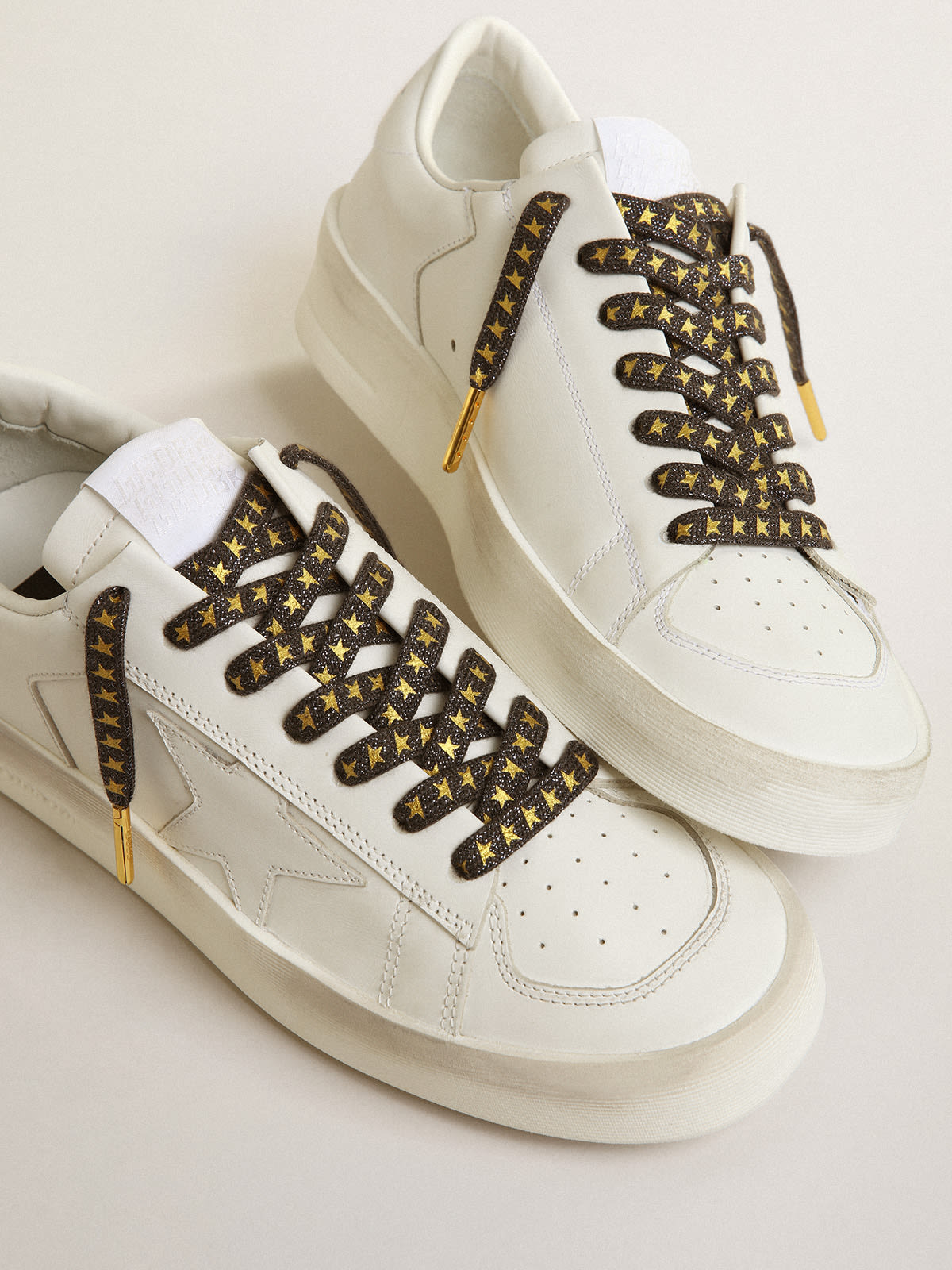 Golden Goose - Dark gray Lurex laces with contrasting gold stars in 