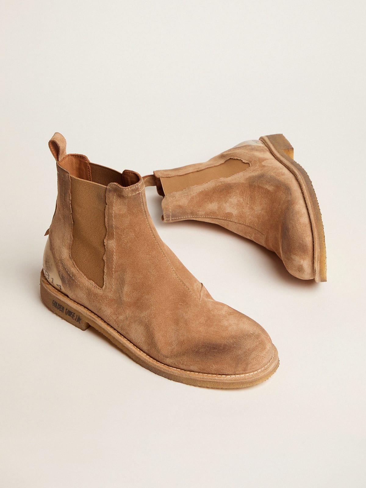 Golden Goose - John Chelsea boots in caramel-colored suede in 