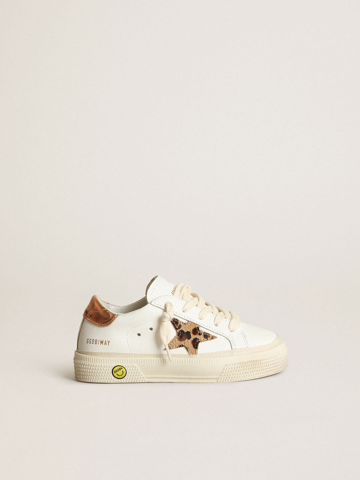 Golden Goose - Young May com estrela de cavalinho leopardo e talão cor de cobre in 