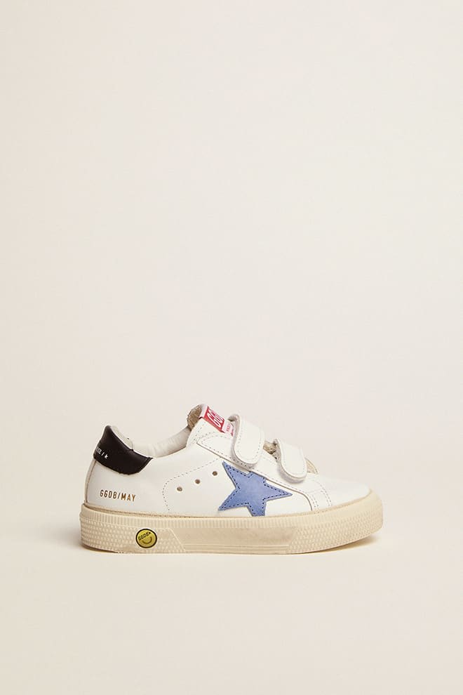 Golden Goose - Old School Juniors with blue star and dark blue heel tab in 