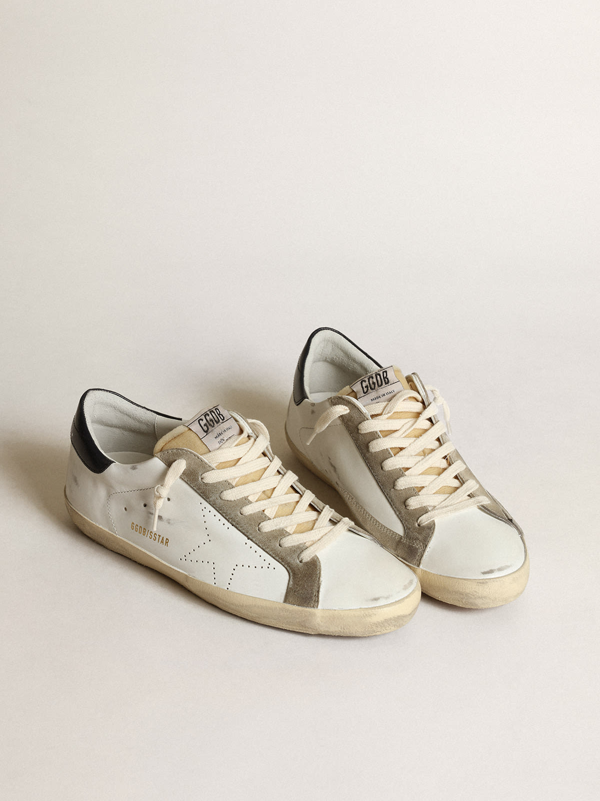 Men's Super-Star with perforated star and blue heel tab | Golden Goose