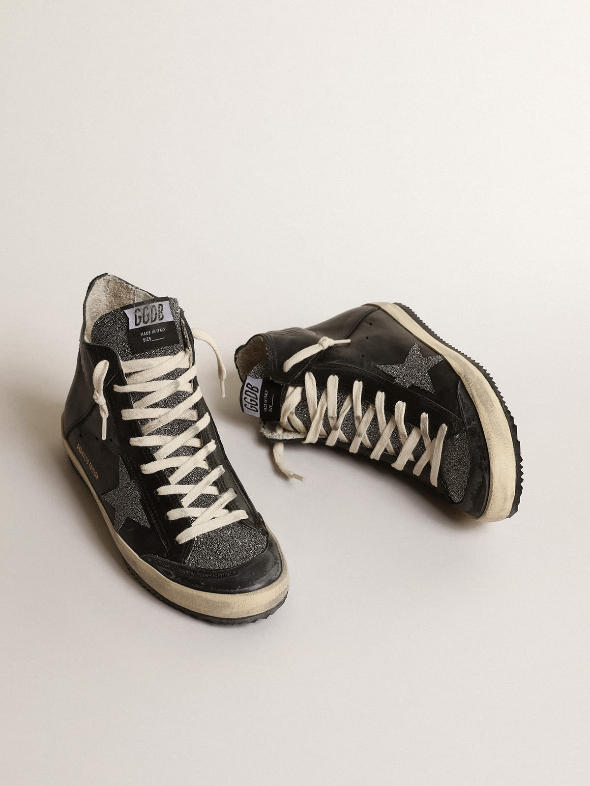 Golden Goose - Men’s Francy Penstar LAB in black nappa leather and leather with Swarovski inserts in 