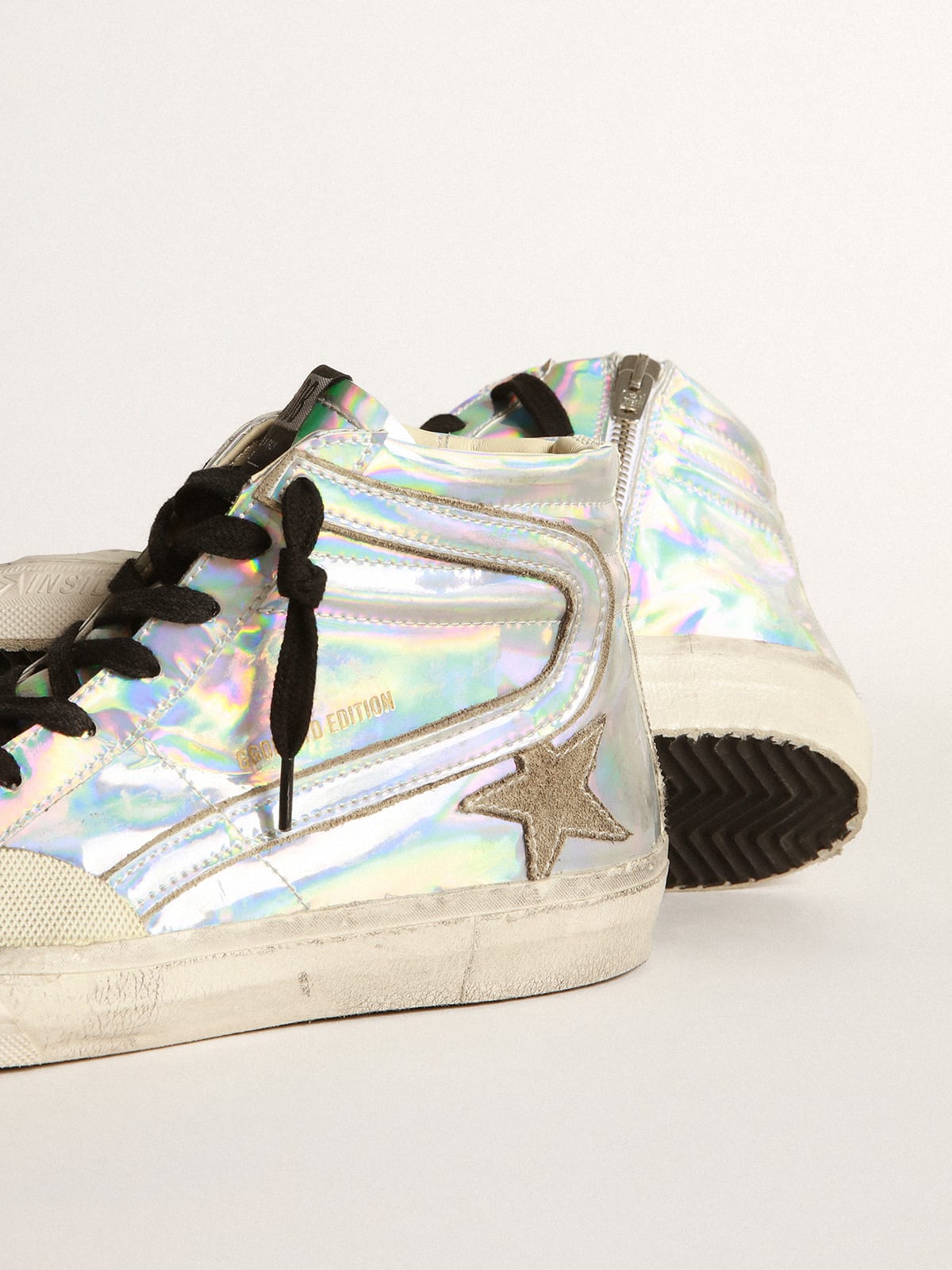 Golden Goose - Men’s Slide LAB in holographic-effect fabric in 