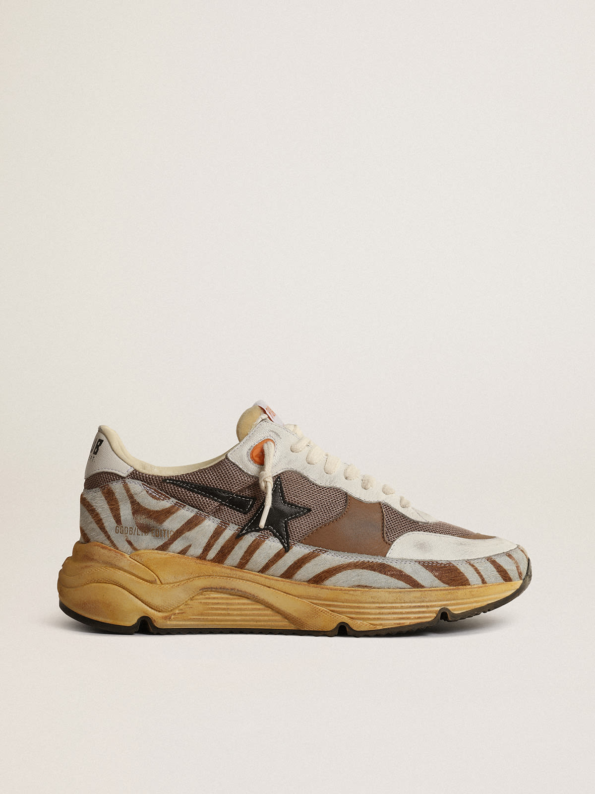 Golden Goose - Running Sole LAB uomo in tessuto marrone e cavallino in 