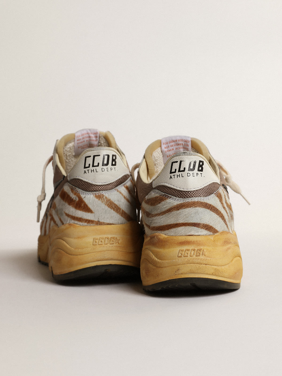 Golden Goose - Men’s Running Sole LAB in brown fabric and pony skin in 