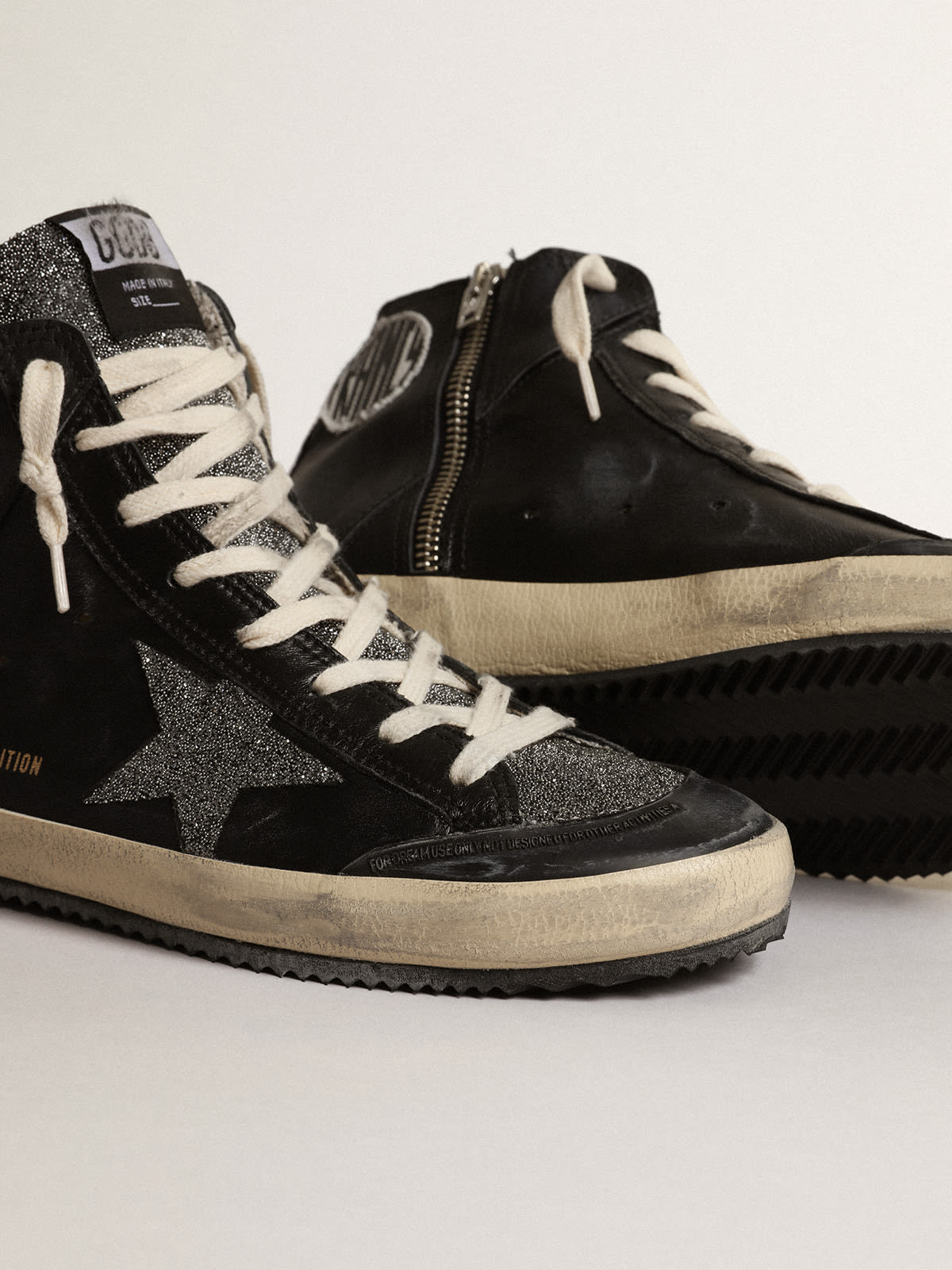 Golden Goose - Women’s Francy Penstar LAB in black nappa leather and leather with Swarovski inserts in 