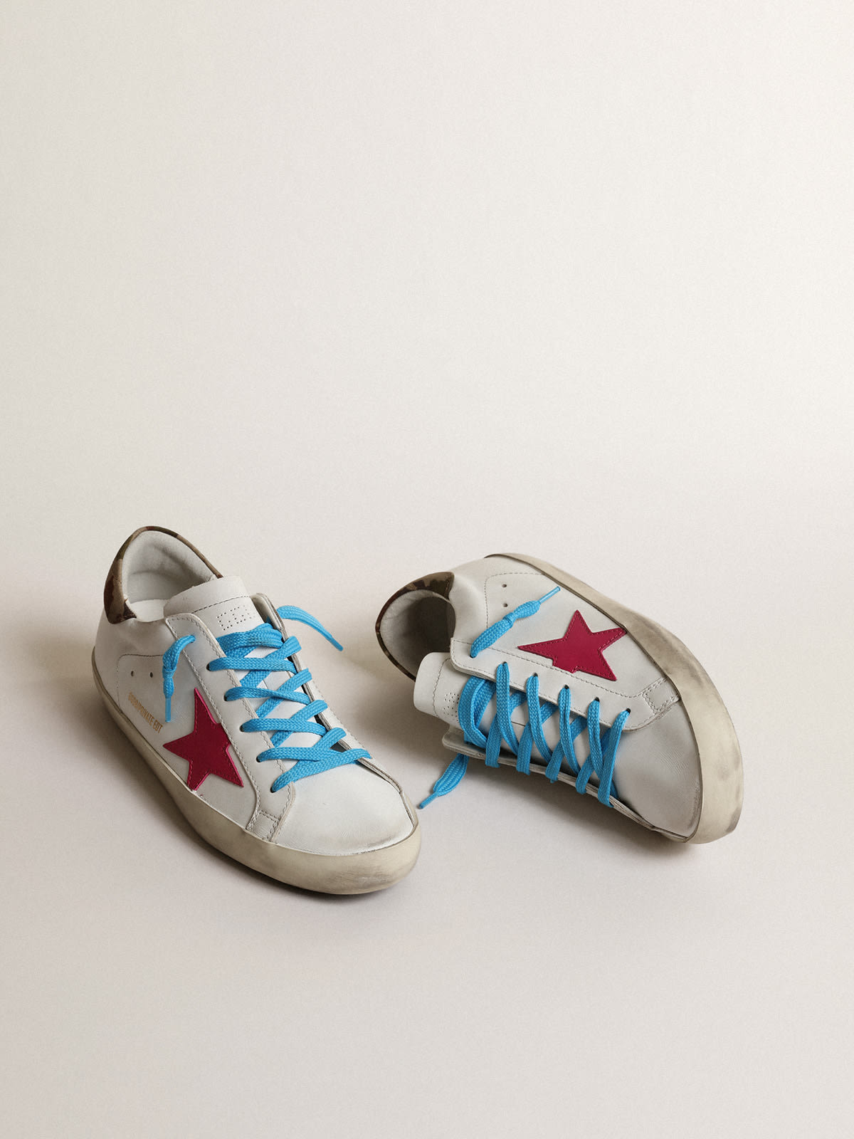 Golden Goose - Super-Star LTD with fuchsia suede star and camouflage heel tab in 