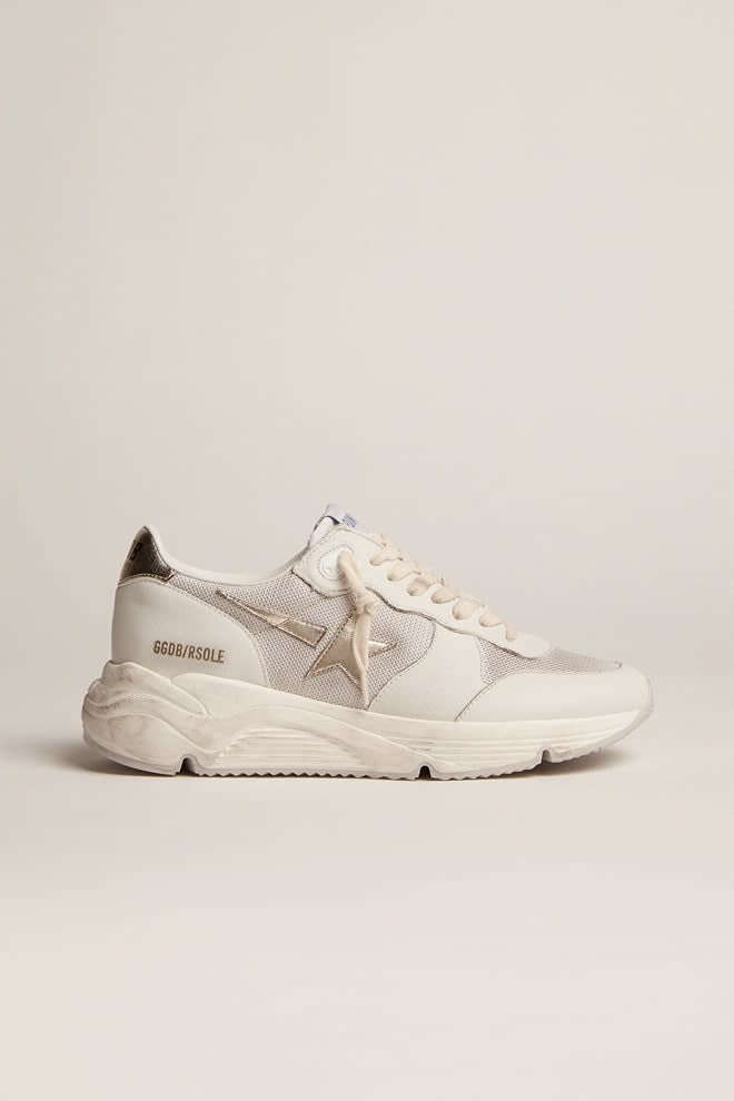 Golden Goose - Running Sole in nappa and mesh with platinum leather star and heel tab in 