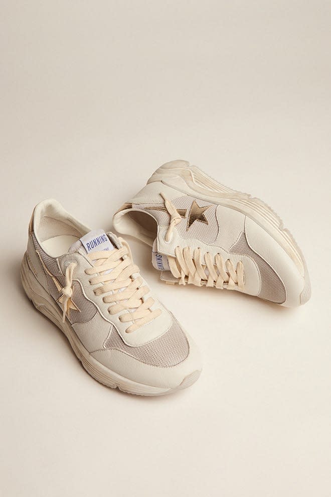 Golden Goose - Running Sole in nappa and mesh with platinum leather star and heel tab in 