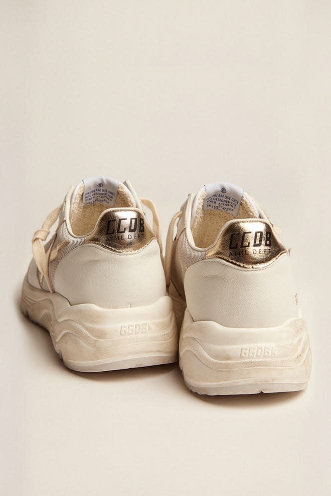 Golden Goose - Running Sole in nappa and mesh with platinum leather star and heel tab in 