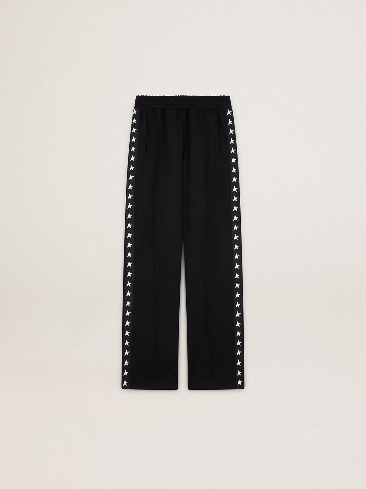 Golden Goose - Pantalon de jogging noir pour femme avec étoiles blanches sur les côtés in 