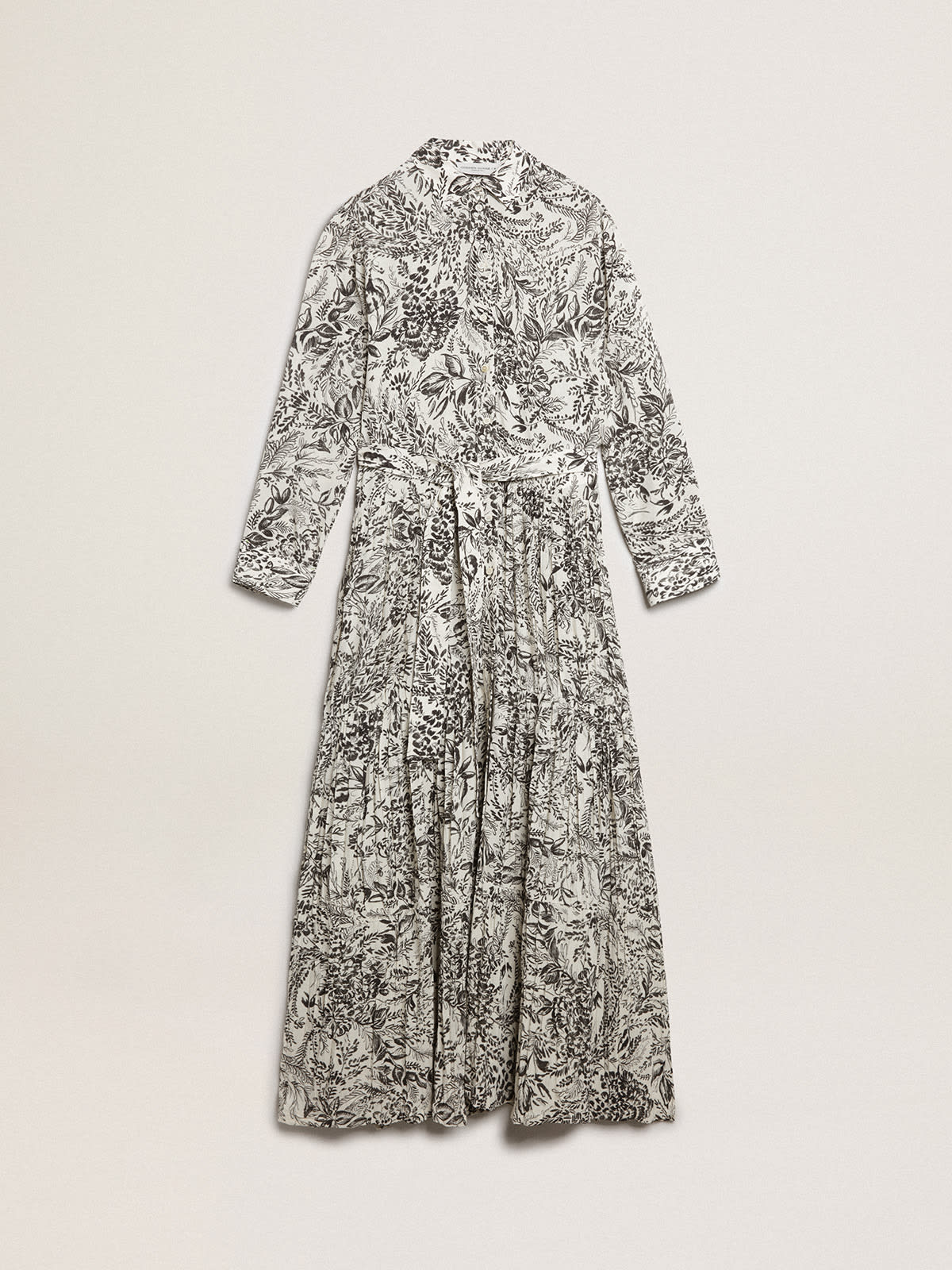 White dress with black toile de jouy print | Golden Goose